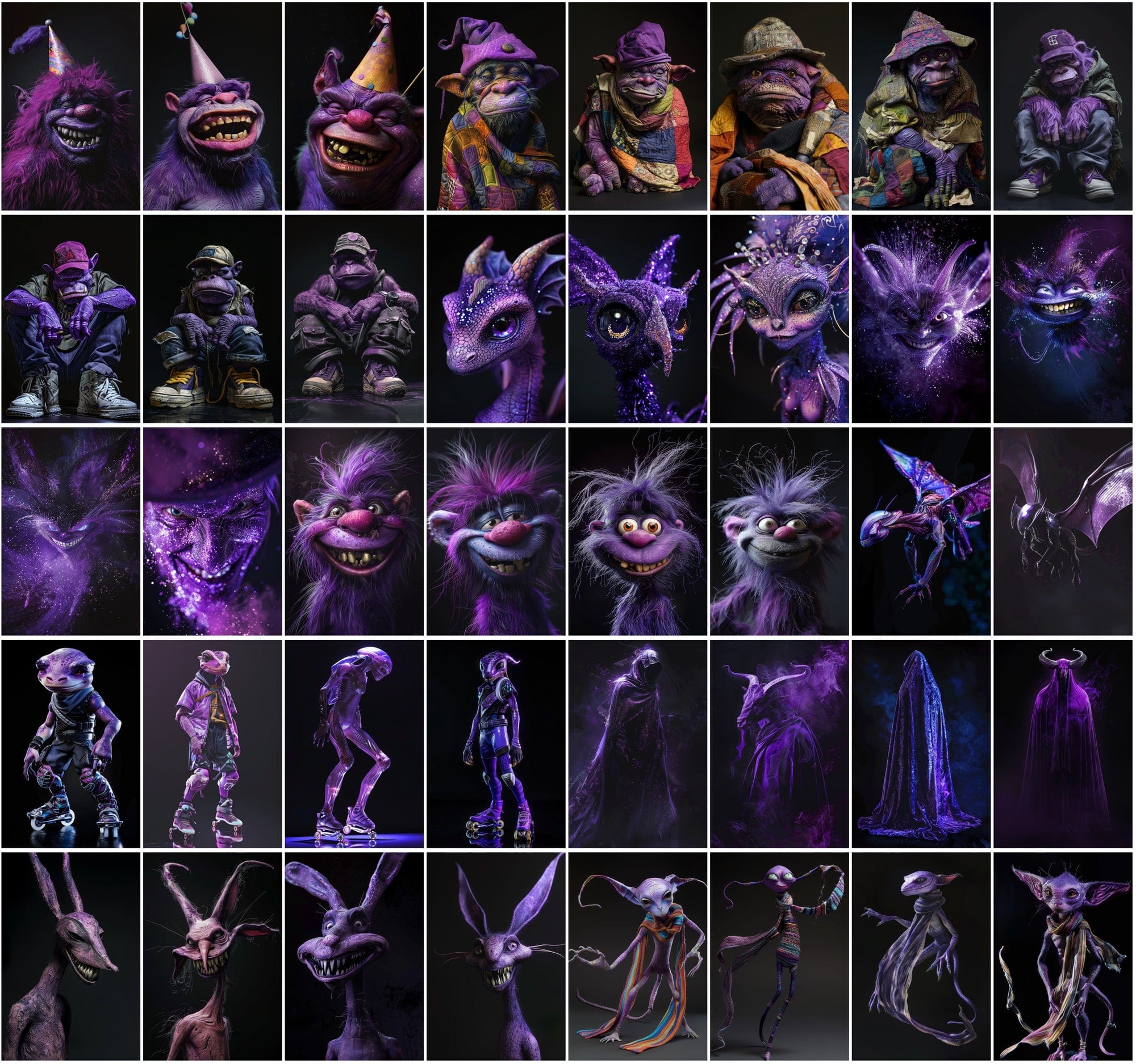 Ultimate Fantasy Art Bundle: 400+ Purple Monsters & Surreal Images, Commercial Use Digital Download Sumobundle