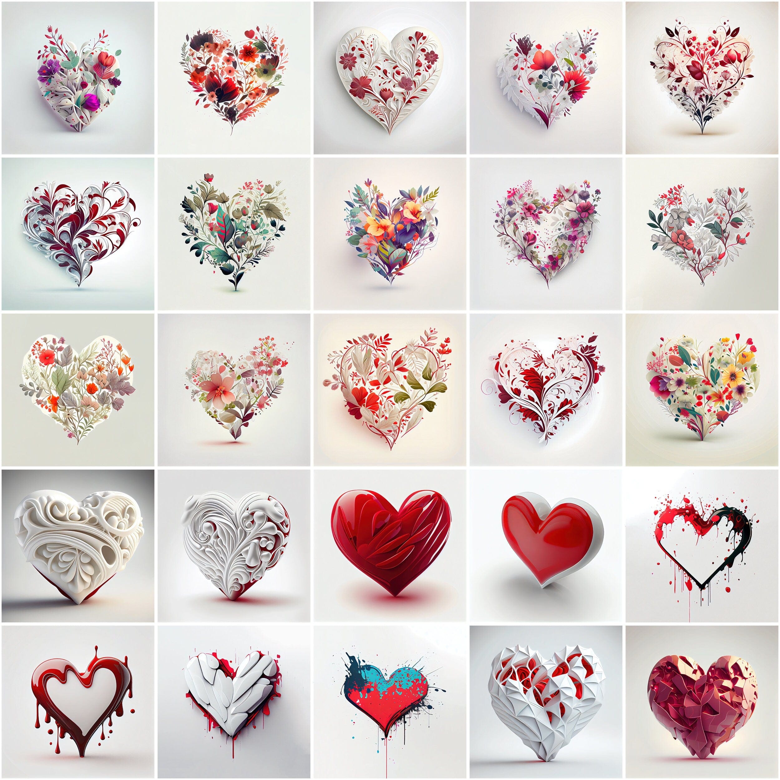 Valentine's Day Hearts, Hearts Love Clip Art - Heart to Heart: 180 Ways to Show Your Love this Valentine's Day - Commercial License Digital Download Sumobundle