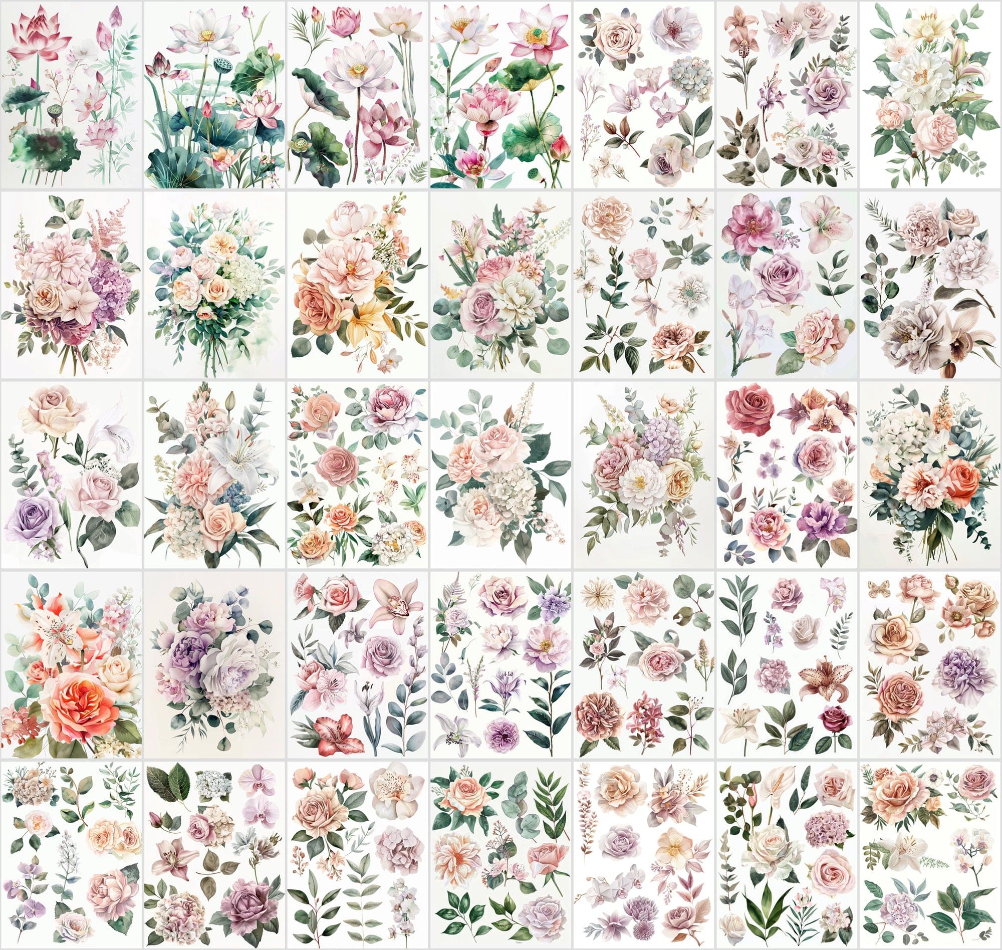 Vibrant Flower Collage Images Bundle - 420 JPG Files, High-Resolution Floral Digital Art with Commercial License Digital Download Sumobundle