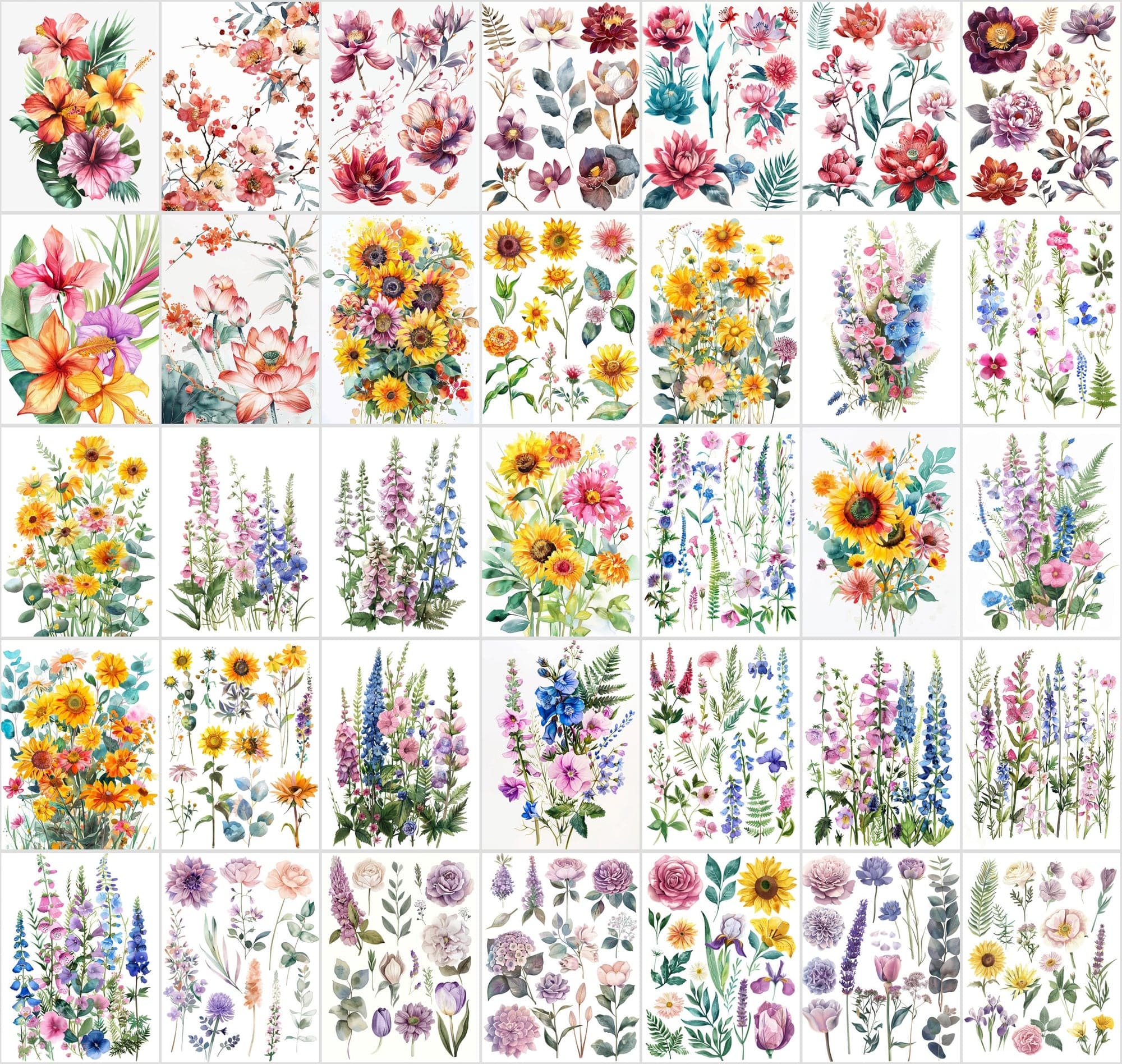 Vibrant Flower Collage Images Bundle - 420 JPG Files, High-Resolution Floral Digital Art with Commercial License Digital Download Sumobundle