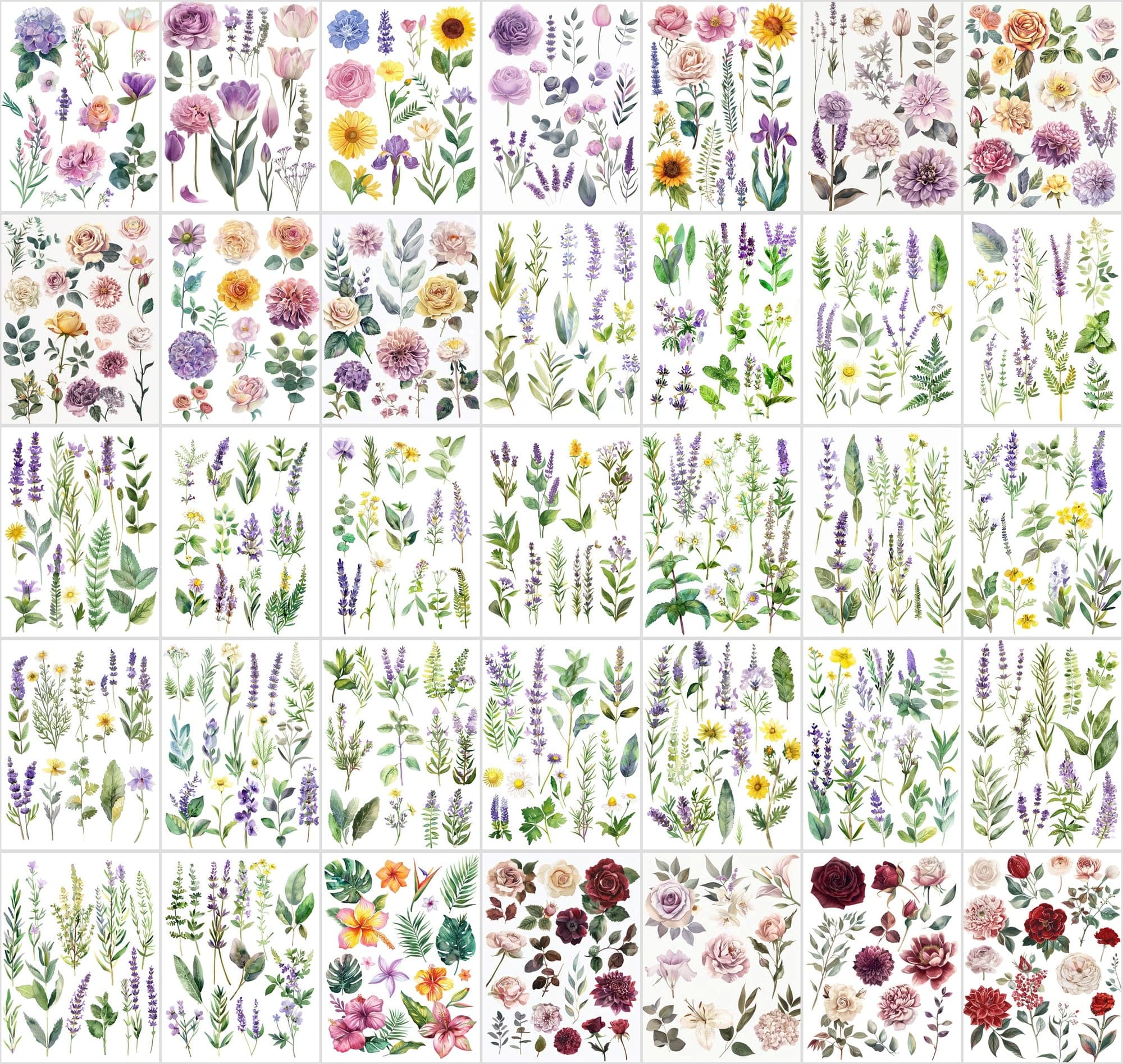 Vibrant Flower Collage Images Bundle - 420 JPG Files, High-Resolution Floral Digital Art with Commercial License Digital Download Sumobundle