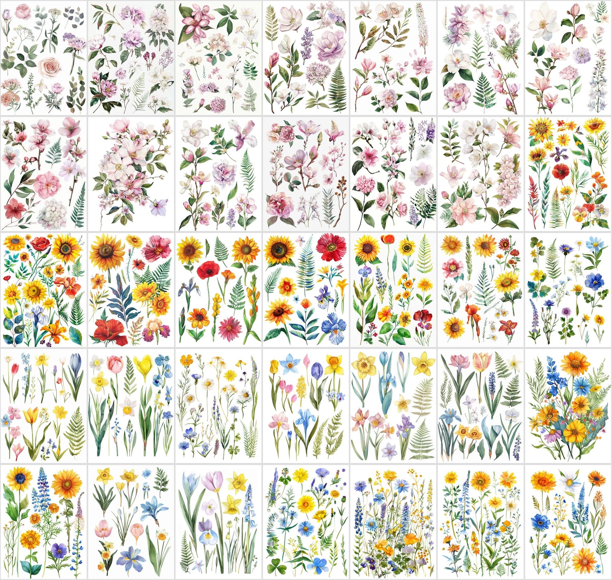 Vibrant Flower Collage Images Bundle - 420 JPG Files, High-Resolution Floral Digital Art with Commercial License Digital Download Sumobundle