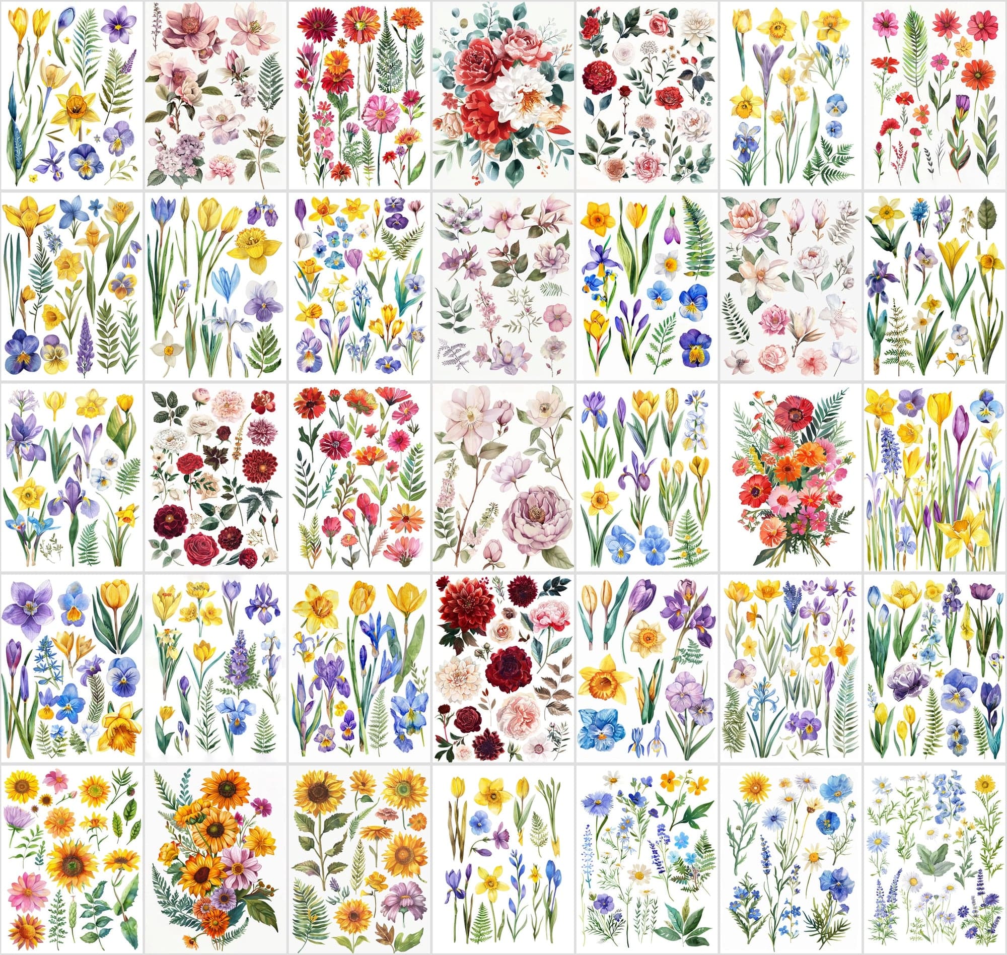 Vibrant Flower Collage Images Bundle - 420 JPG Files, High-Resolution Floral Digital Art with Commercial License Digital Download Sumobundle