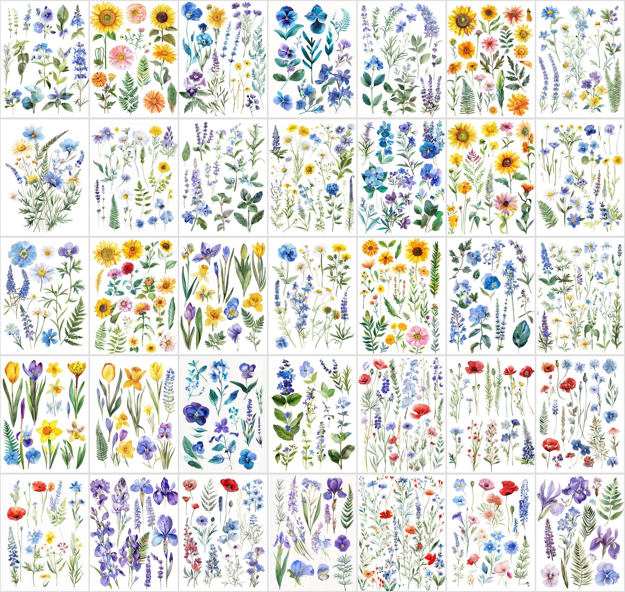 Vibrant Flower Collage Images Bundle - 420 JPG Files, High-Resolution Floral Digital Art with Commercial License Digital Download Sumobundle