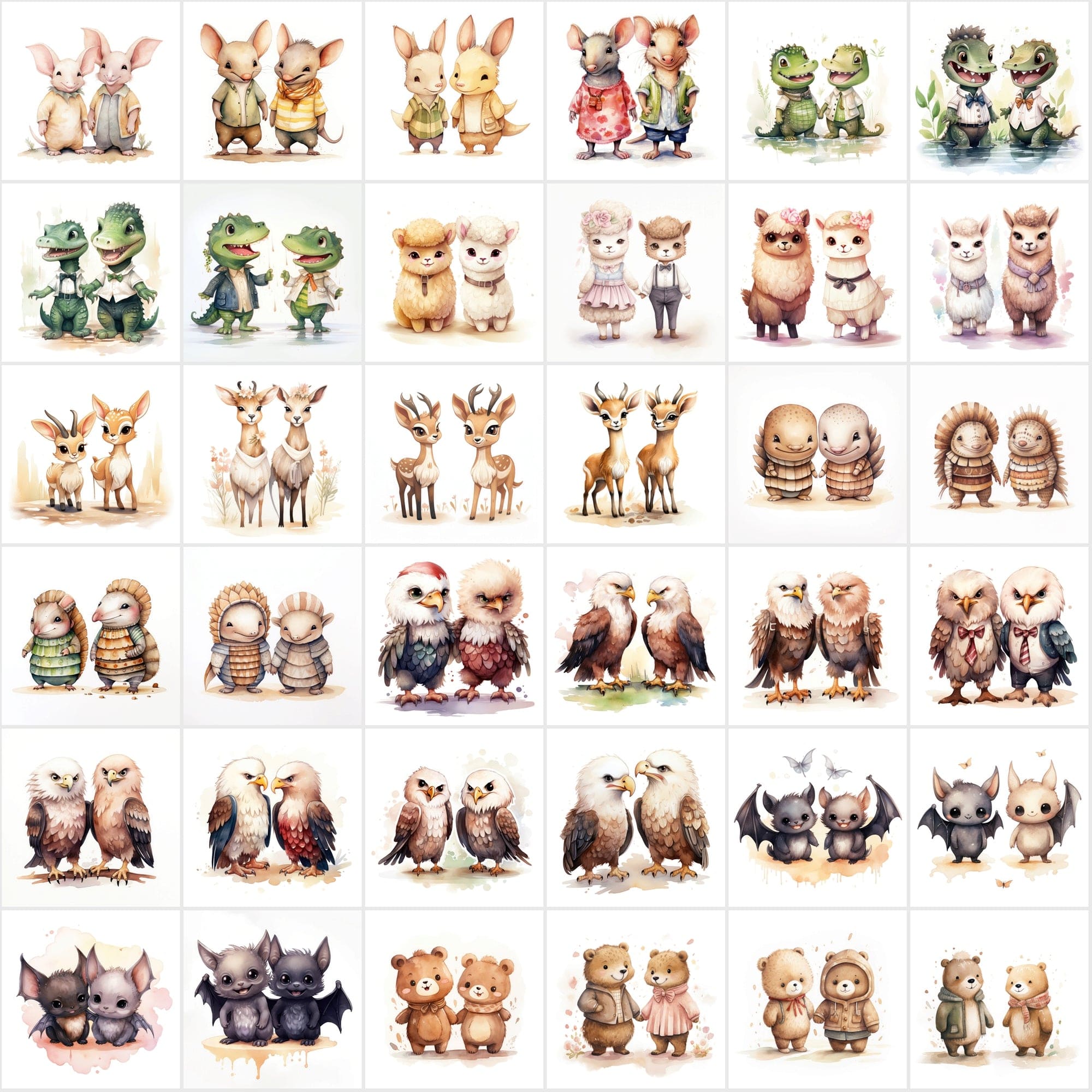 Whimsical Animal Pairs: 370+ Man & Woman Animal Art Collection Digital Download Sumobundle