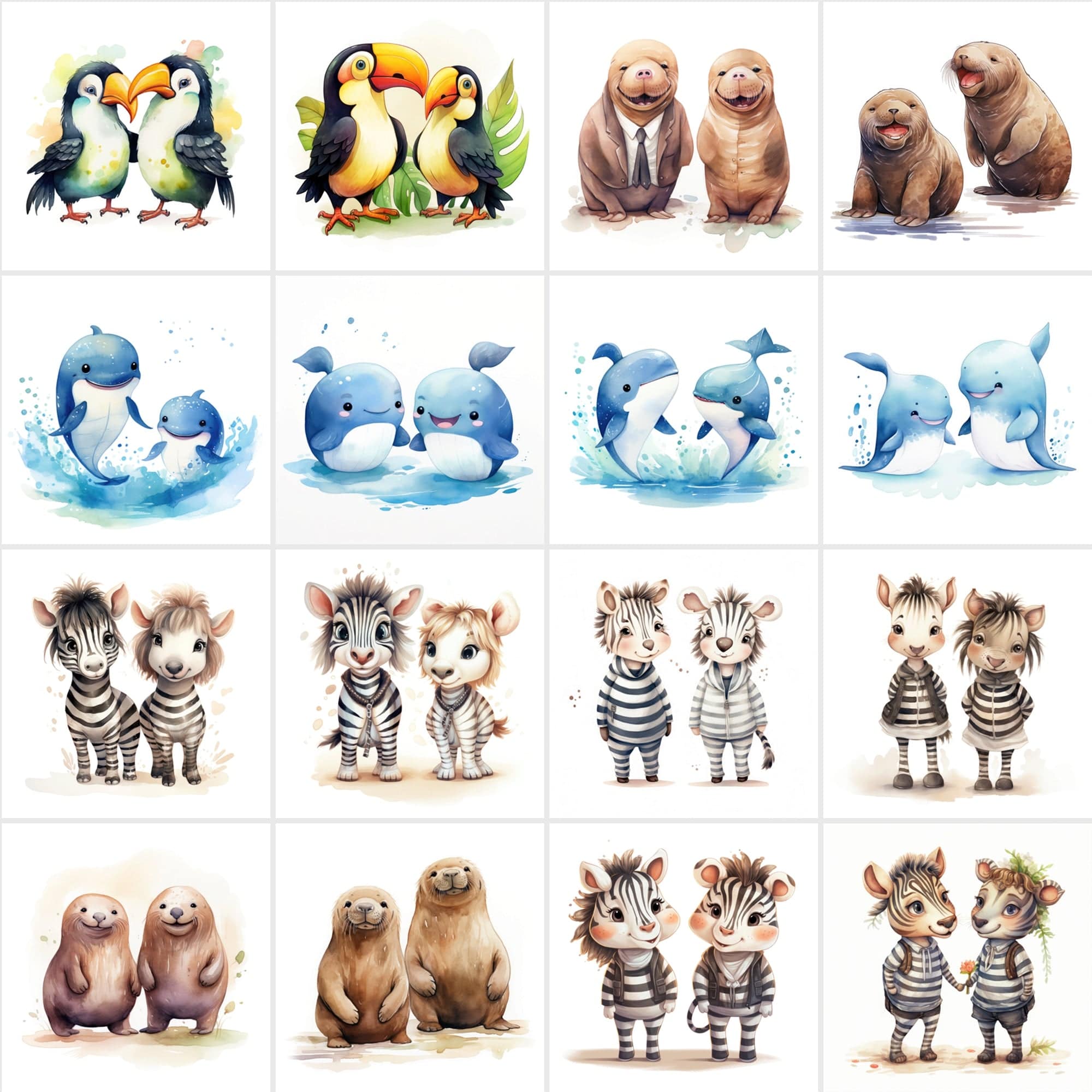 Whimsical Animal Pairs: 370+ Man & Woman Animal Art Collection Digital Download Sumobundle