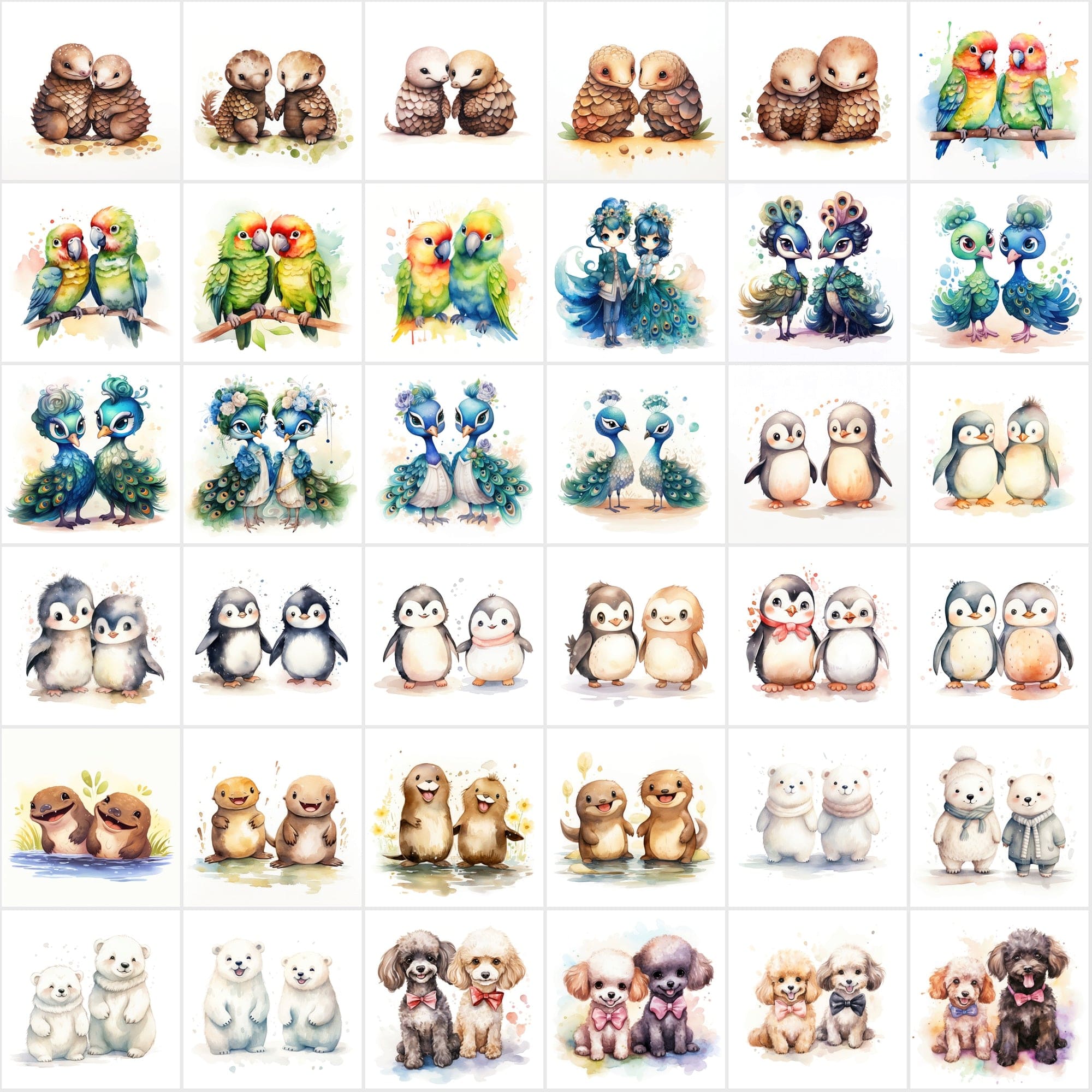 Whimsical Animal Pairs: 370+ Man & Woman Animal Art Collection Digital Download Sumobundle