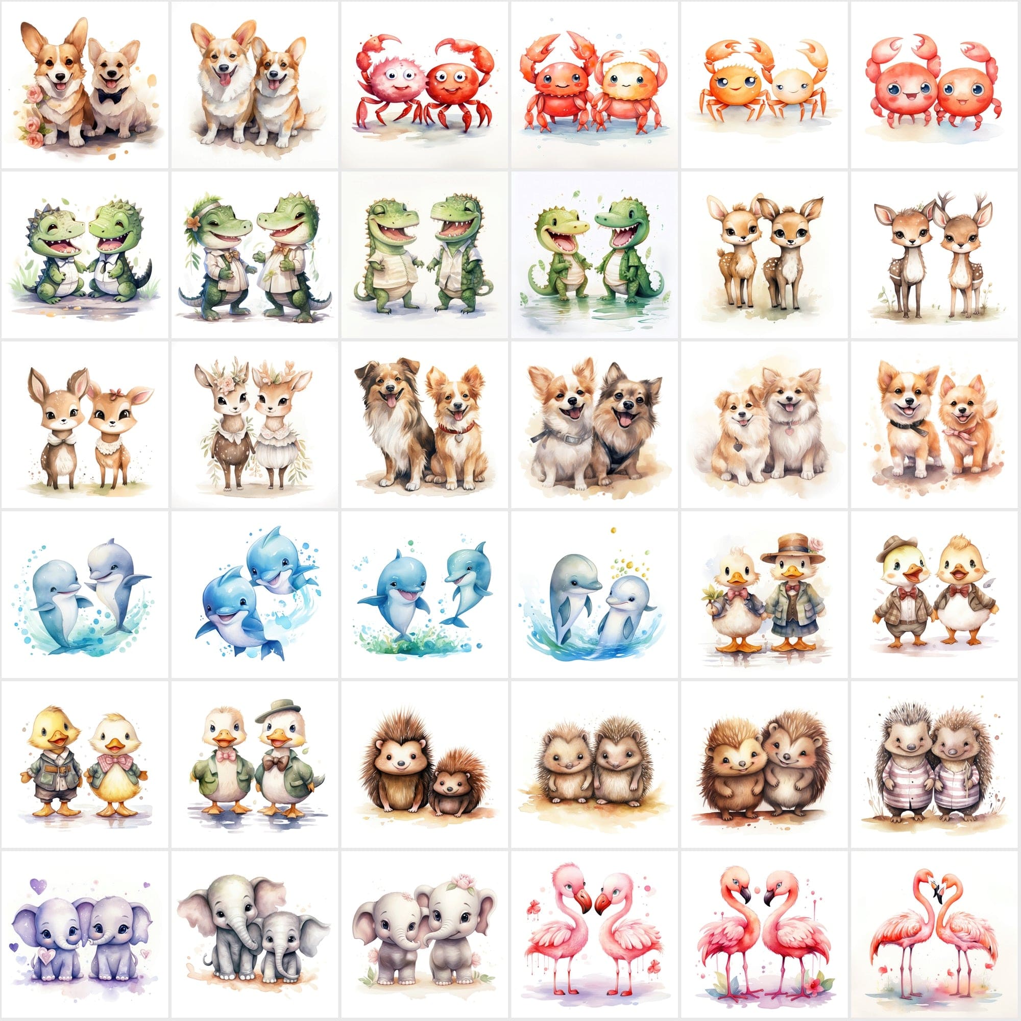 Whimsical Animal Pairs: 370+ Man & Woman Animal Art Collection Digital Download Sumobundle