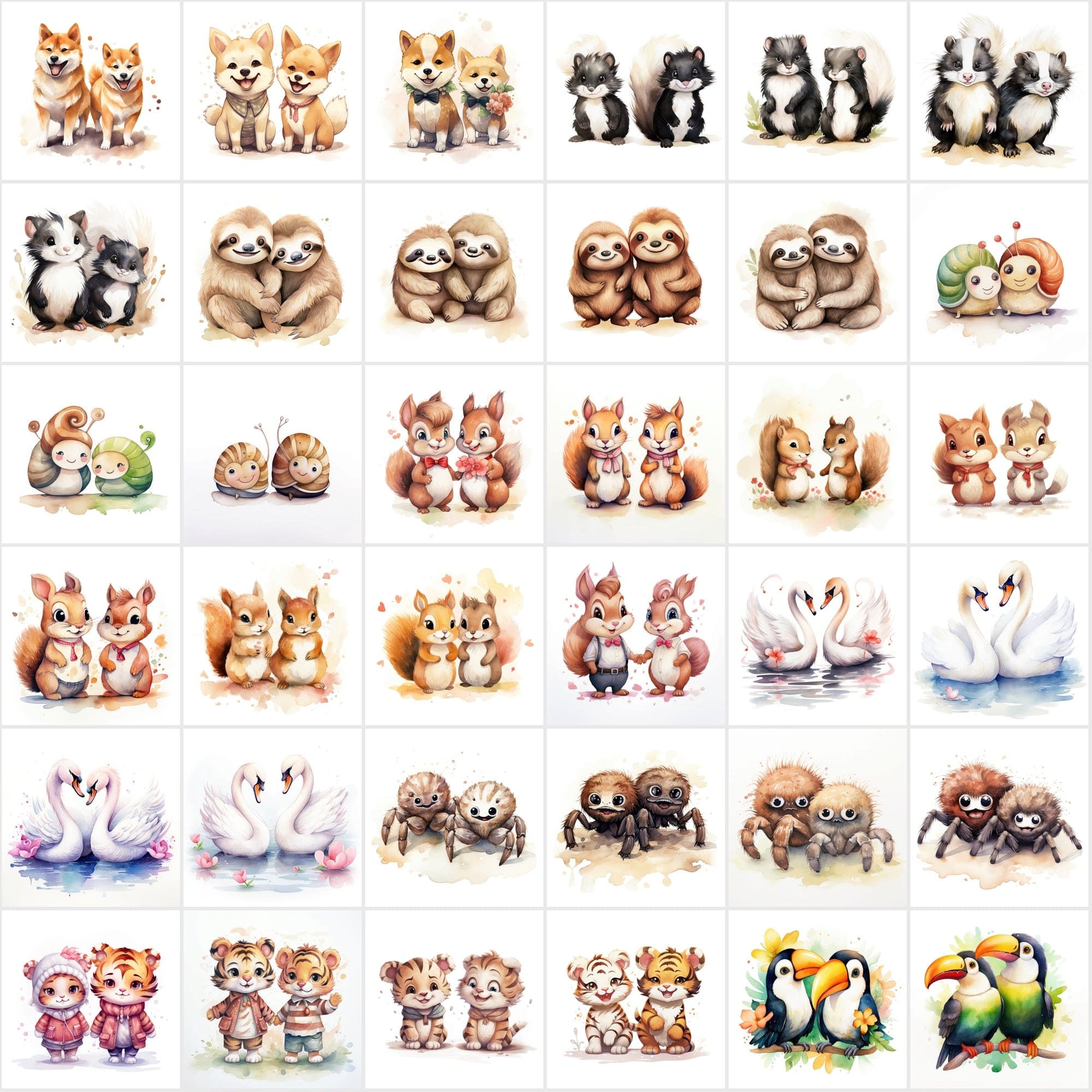 Whimsical Animal Pairs: 370+ Man & Woman Animal Art Collection Digital Download Sumobundle