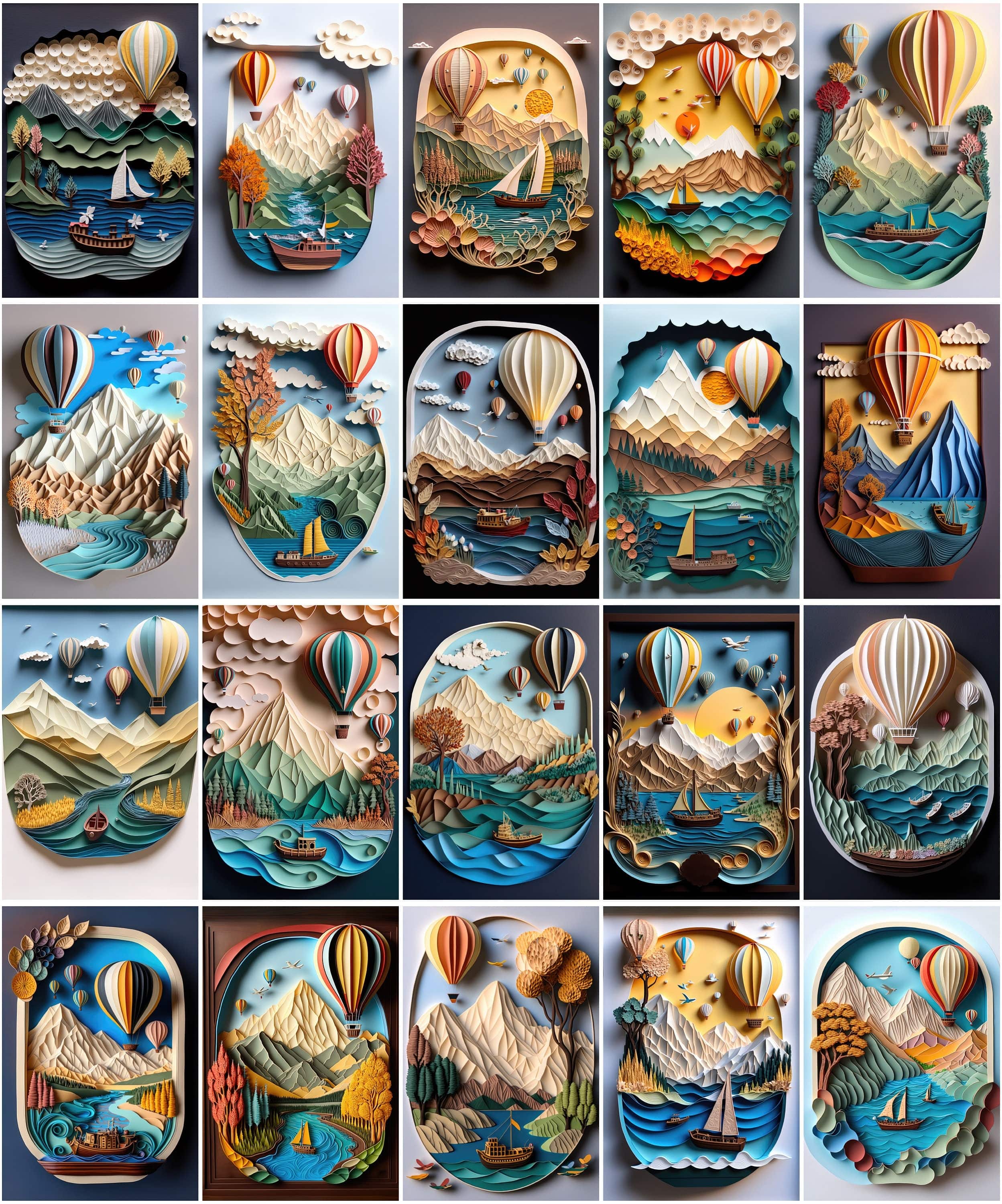 Whimsical Plasticine Air Balloon Images Bundle - 75 Colorful Designs for DIY Projects, Digital Download, Iphone wallpaper or frames Digital Download Sumobundle