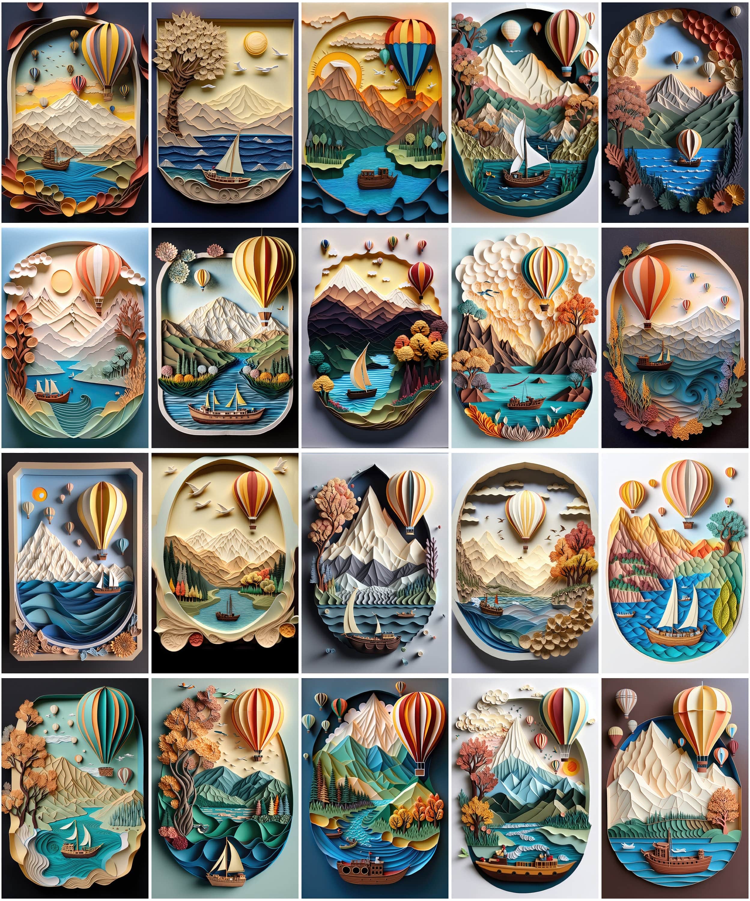 Whimsical Plasticine Air Balloon Images Bundle - 75 Colorful Designs for DIY Projects, Digital Download, Iphone wallpaper or frames Digital Download Sumobundle