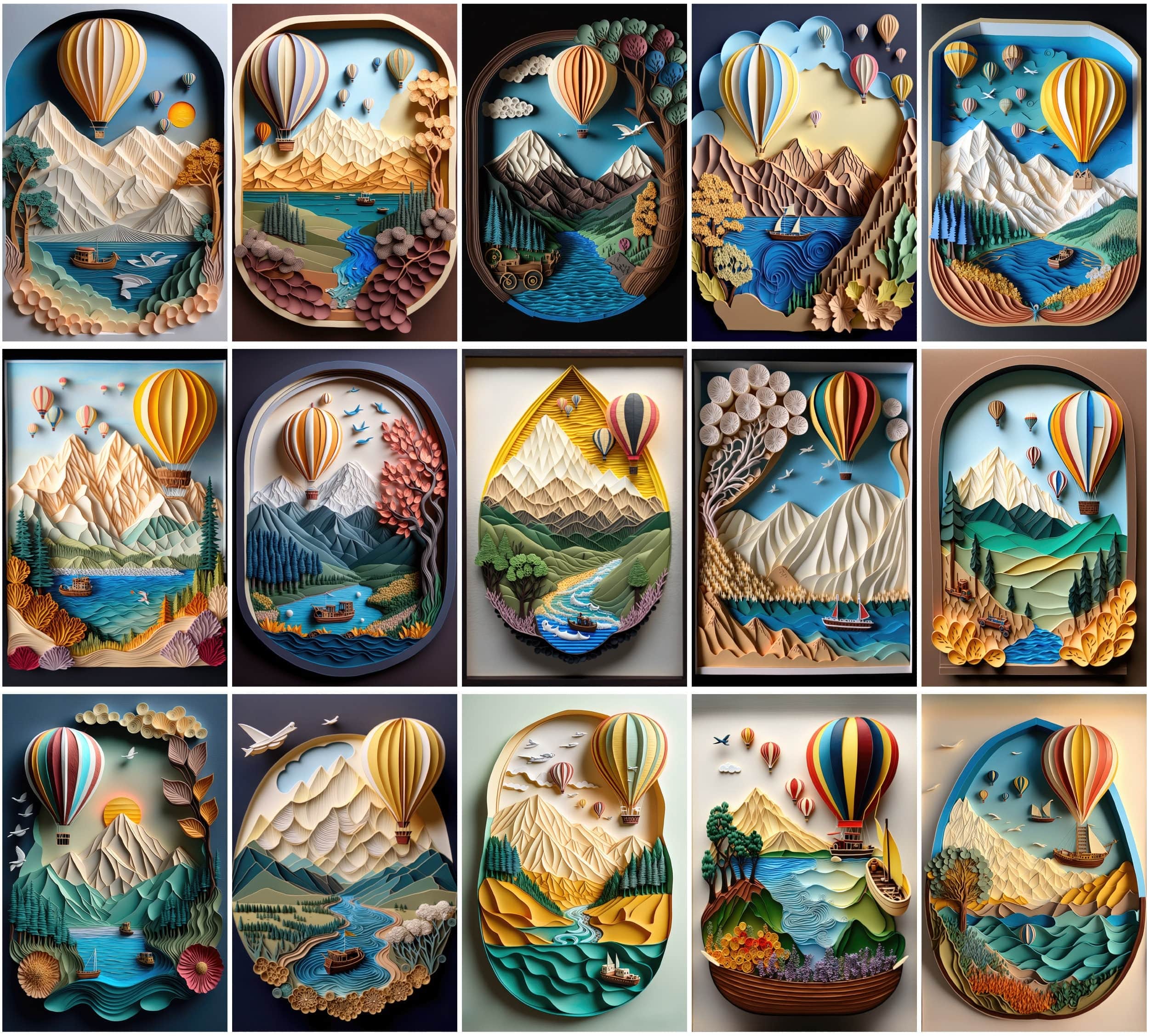 Whimsical Plasticine Air Balloon Images Bundle - 75 Colorful Designs for DIY Projects, Digital Download, Iphone wallpaper or frames Digital Download Sumobundle