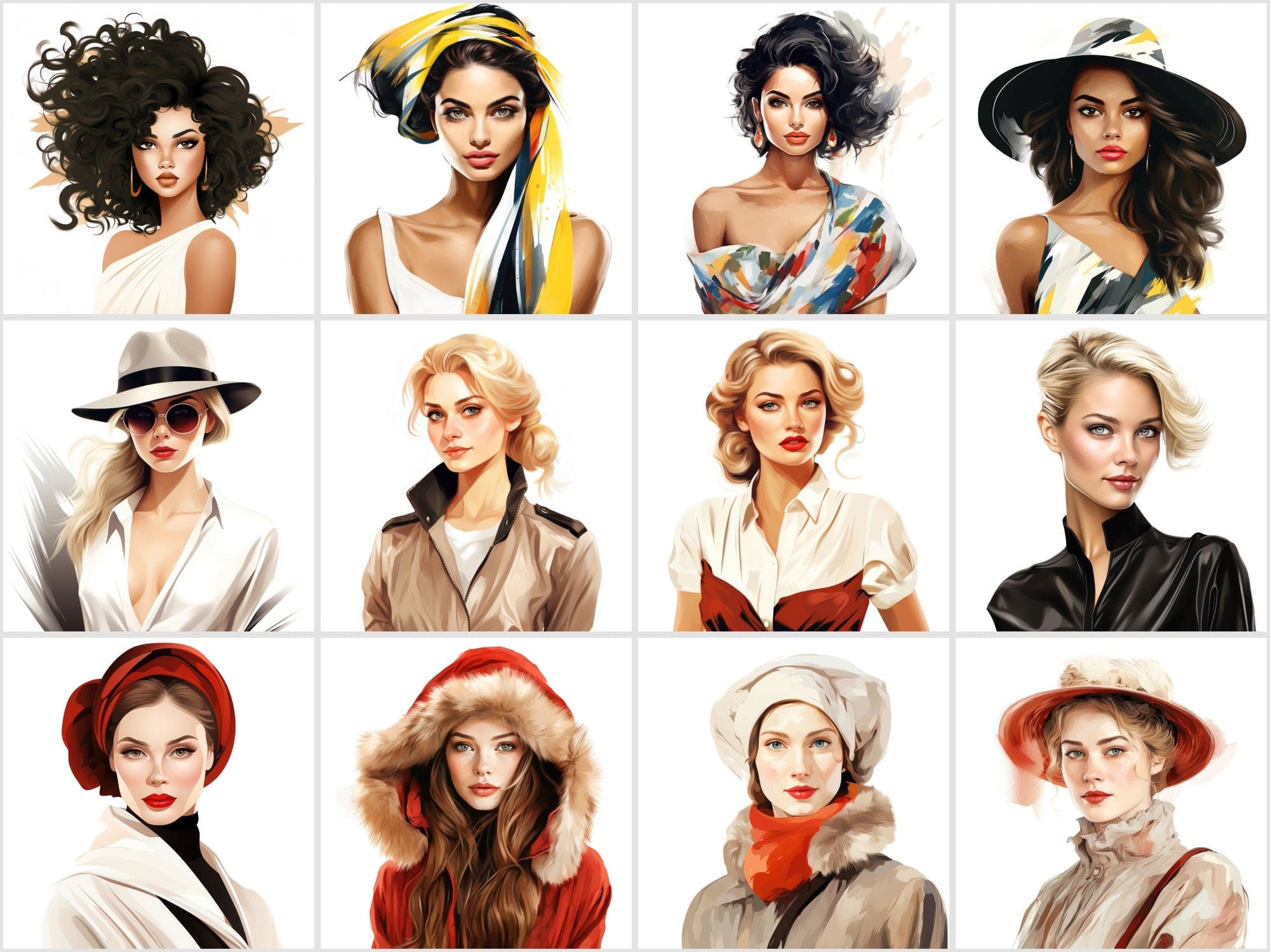 Women of the World: 120 Transparent PNG Images with Portraits Across Cultures Digital Download Sumobundle