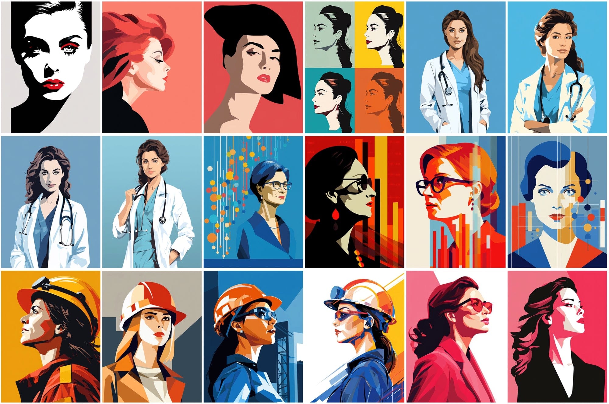 Women's Professions in PNGs - 110 Vibrant High-Resolution Images Depicting Various Jobs Digital Download Sumobundle