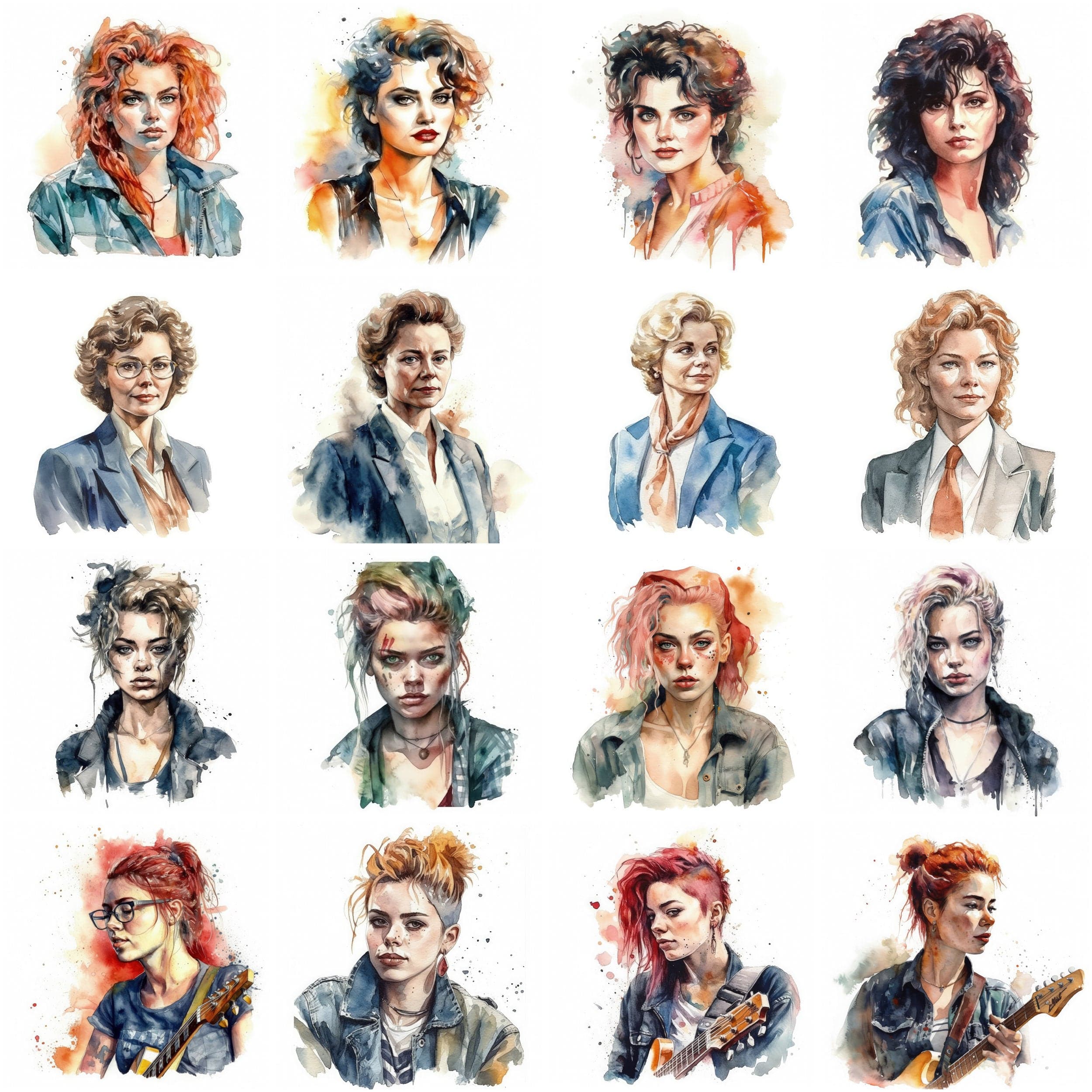 Women Through the Decades: Watercolor Portraits from the 1920s to Today - Celebrating Women From Ancient Times to the Present Day Digital Download Sumobundle