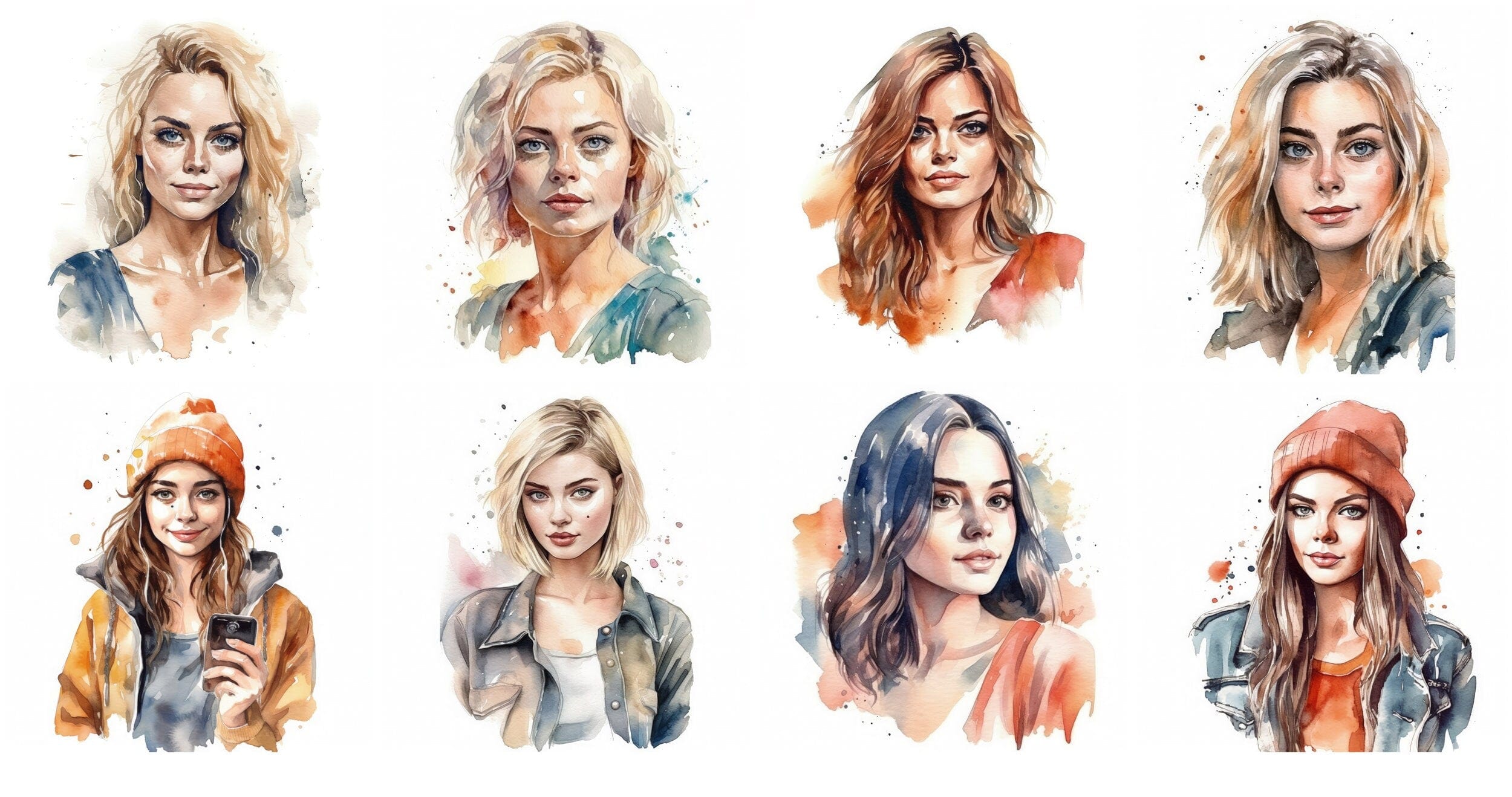 Women Through the Decades: Watercolor Portraits from the 1920s to Today - Celebrating Women From Ancient Times to the Present Day Digital Download Sumobundle