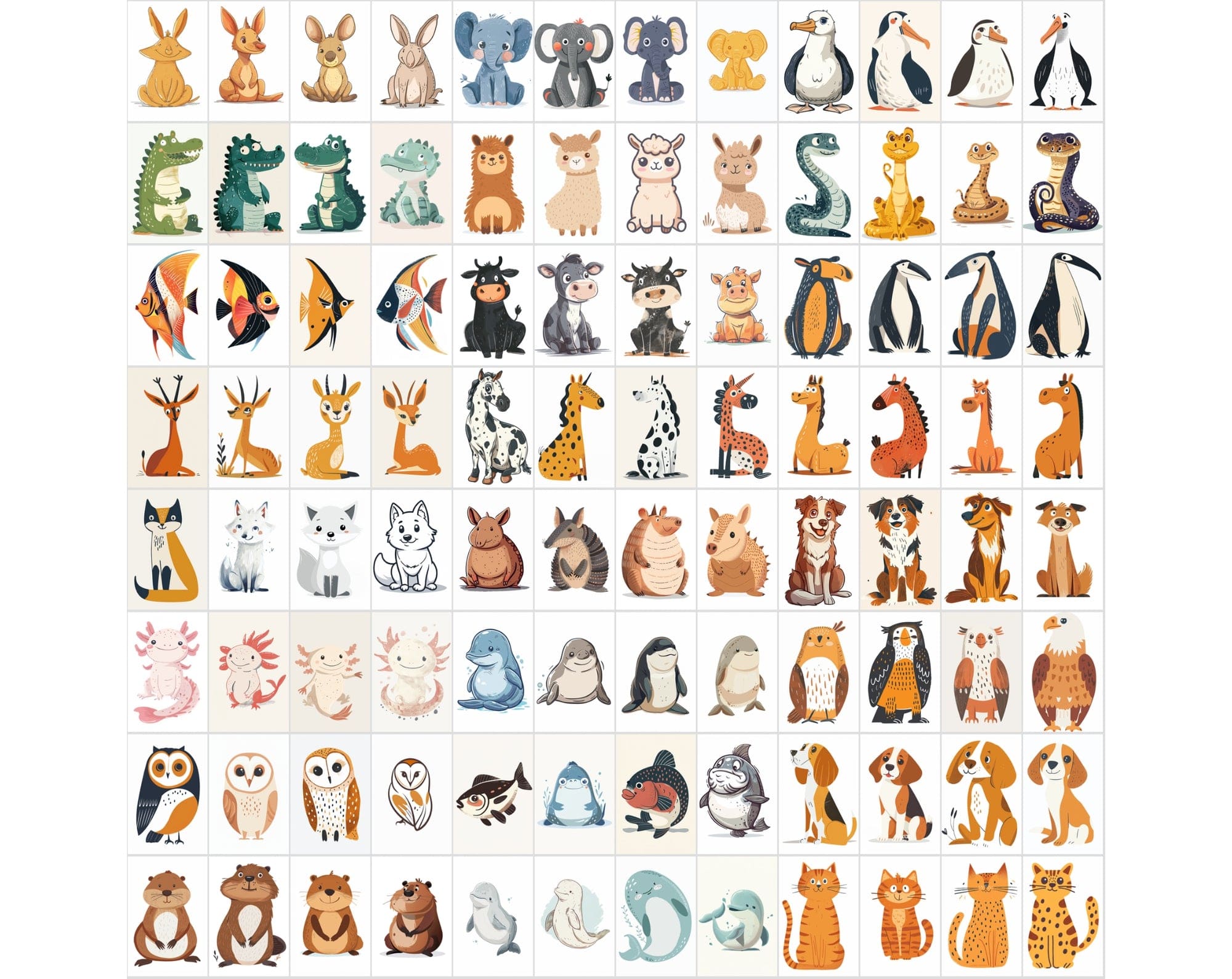 1000 Whimsical Animal Illustrations Bundle | Commercial License Digital Download Sumobundle