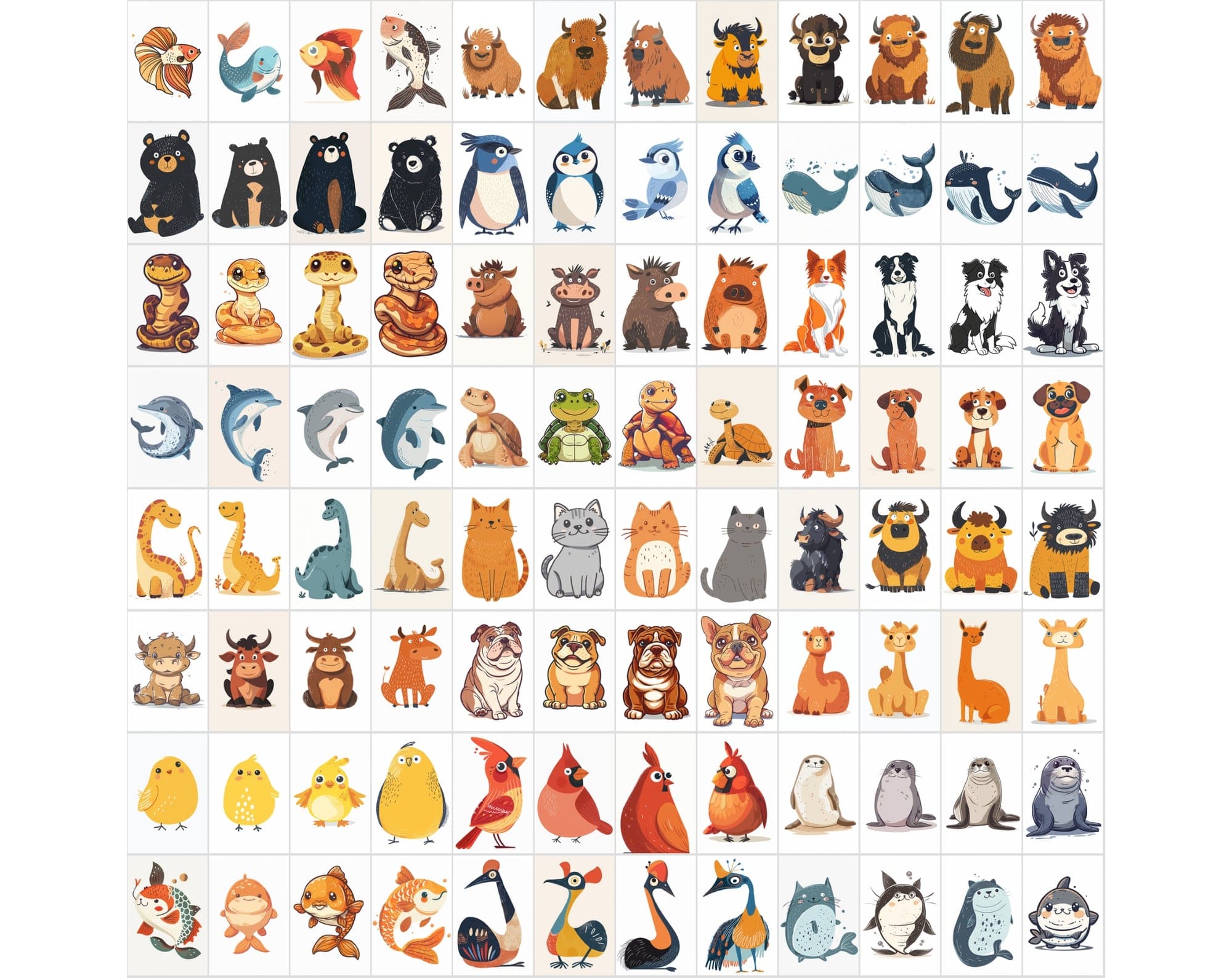 1000 Whimsical Animal Illustrations Bundle | Commercial License Digital Download Sumobundle