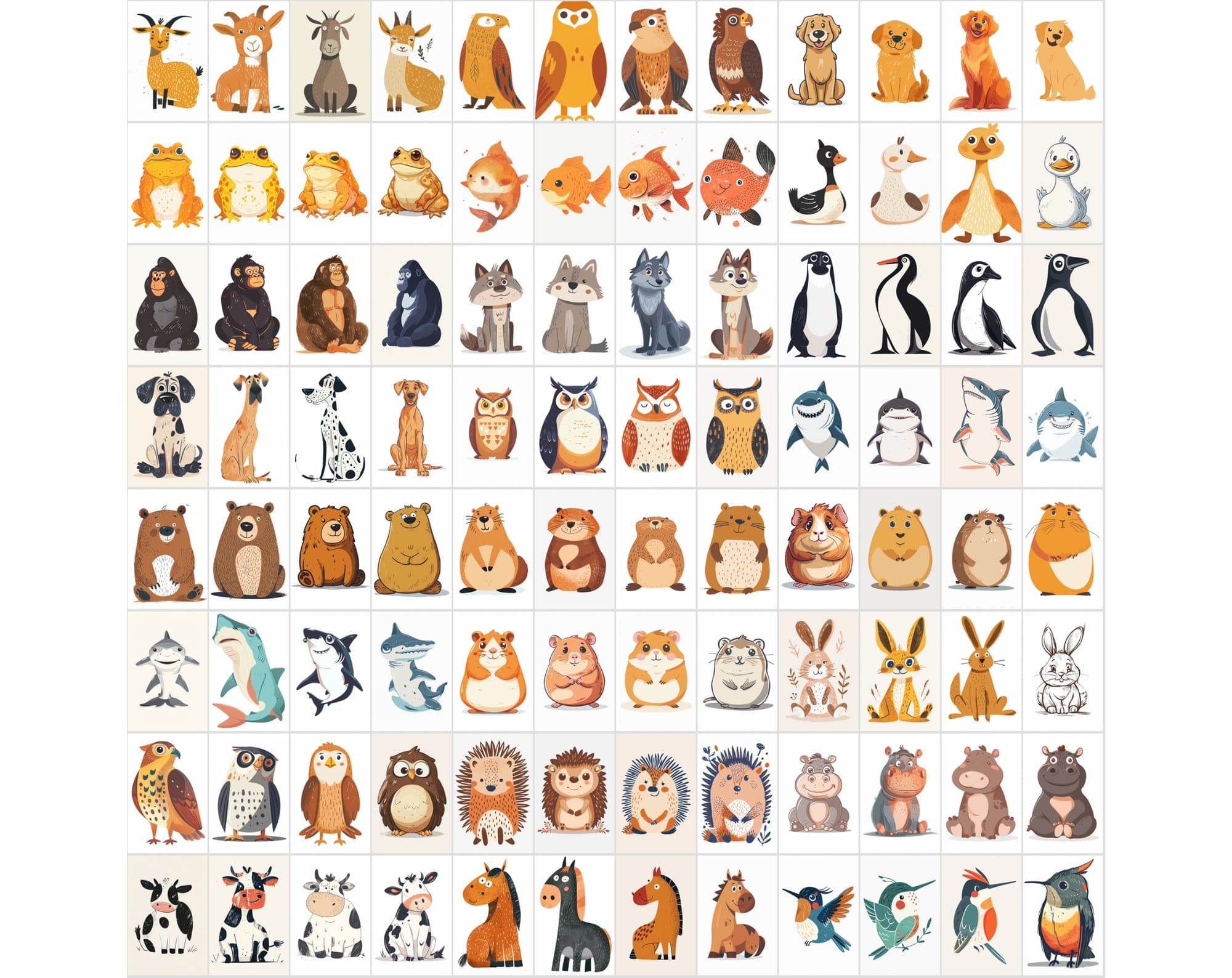 1000 Whimsical Animal Illustrations Bundle | Commercial License Digital Download Sumobundle