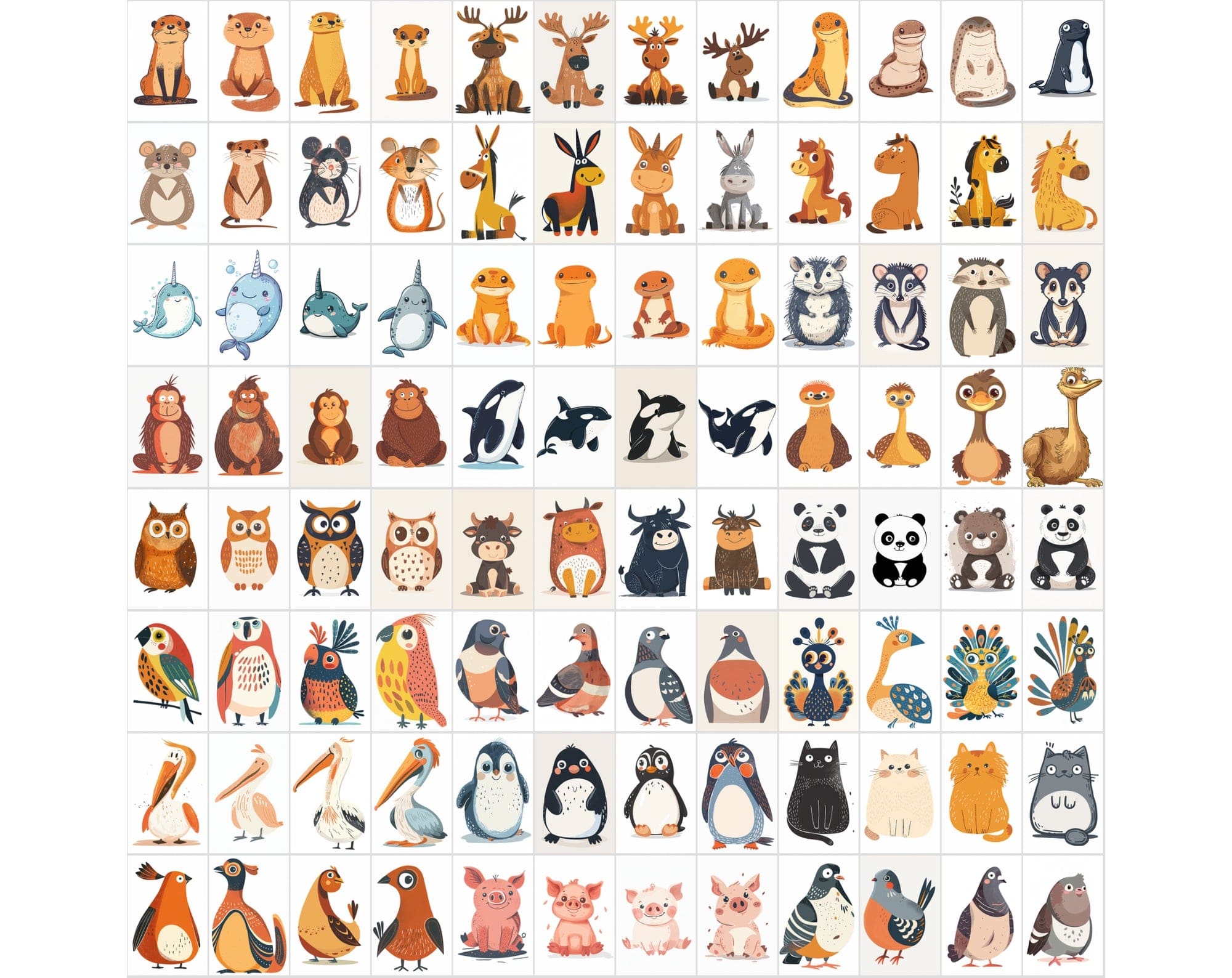 1000 Whimsical Animal Illustrations Bundle | Commercial License Digital Download Sumobundle