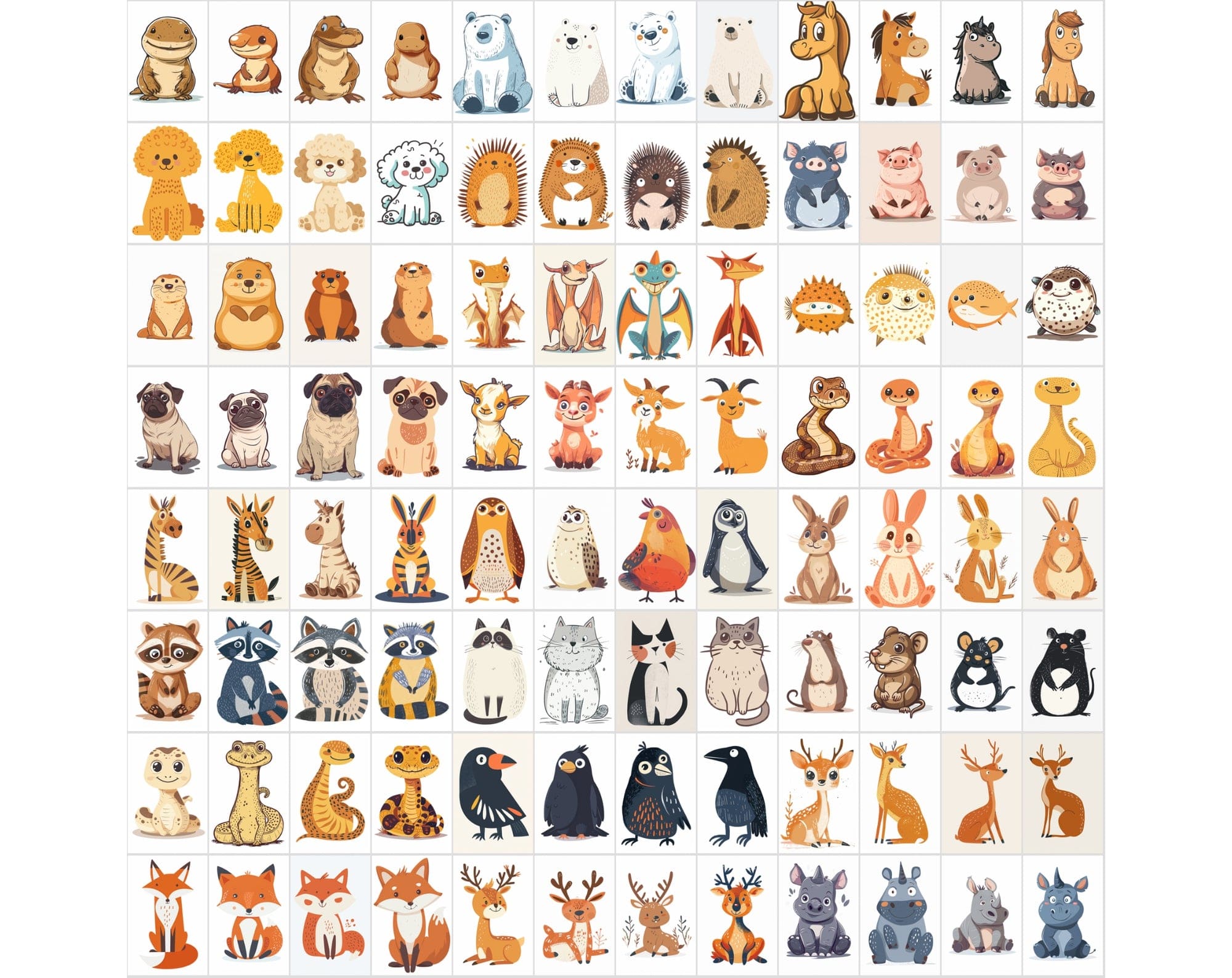 1000 Whimsical Animal Illustrations Bundle | Commercial License Digital Download Sumobundle