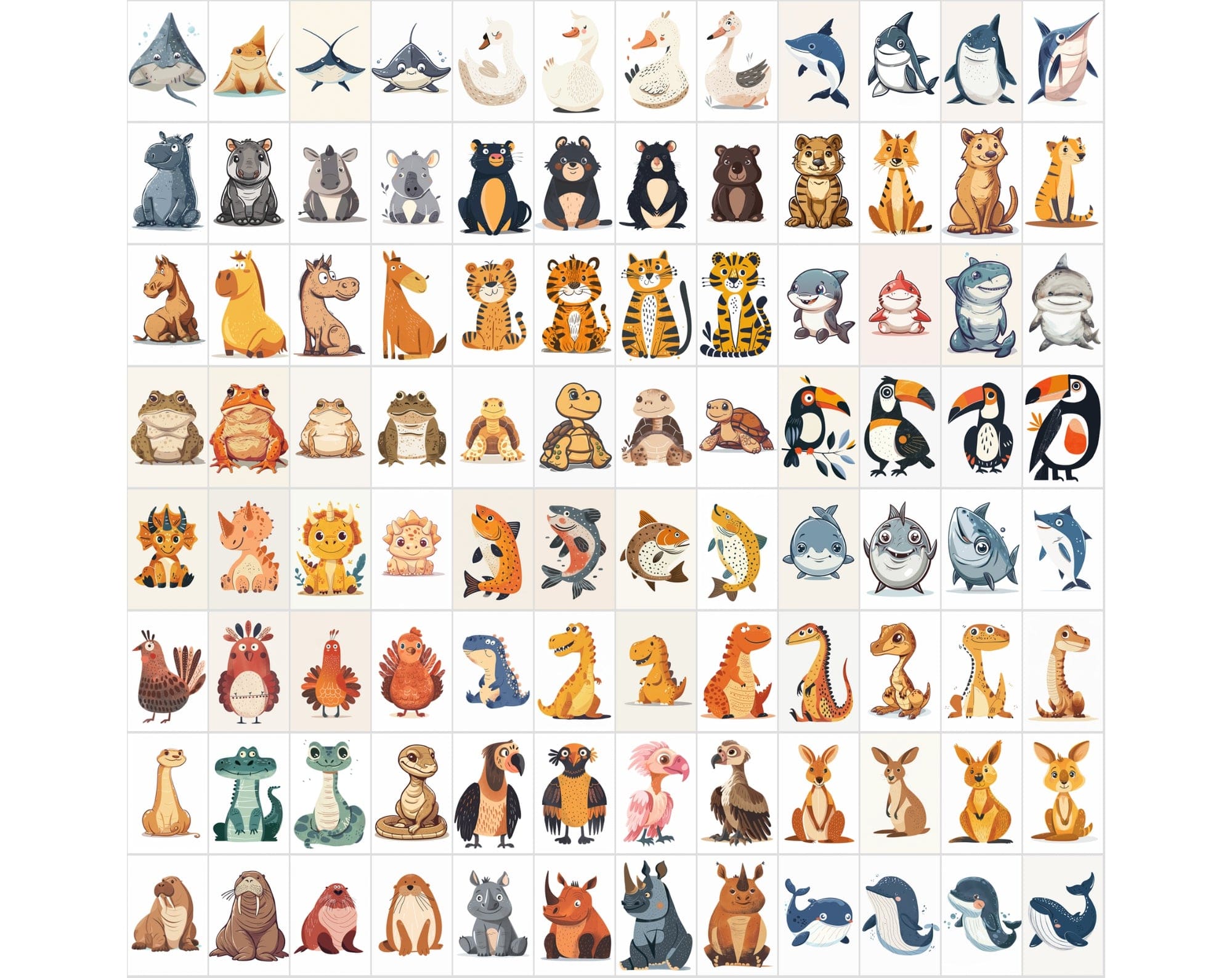 1000 Whimsical Animal Illustrations Bundle | Commercial License Digital Download Sumobundle