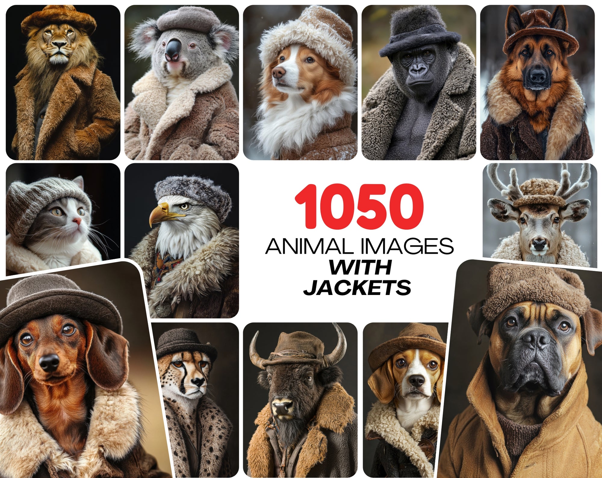 1050 Animal Images with Sheepskin Jackets - Dogs, Cats & More