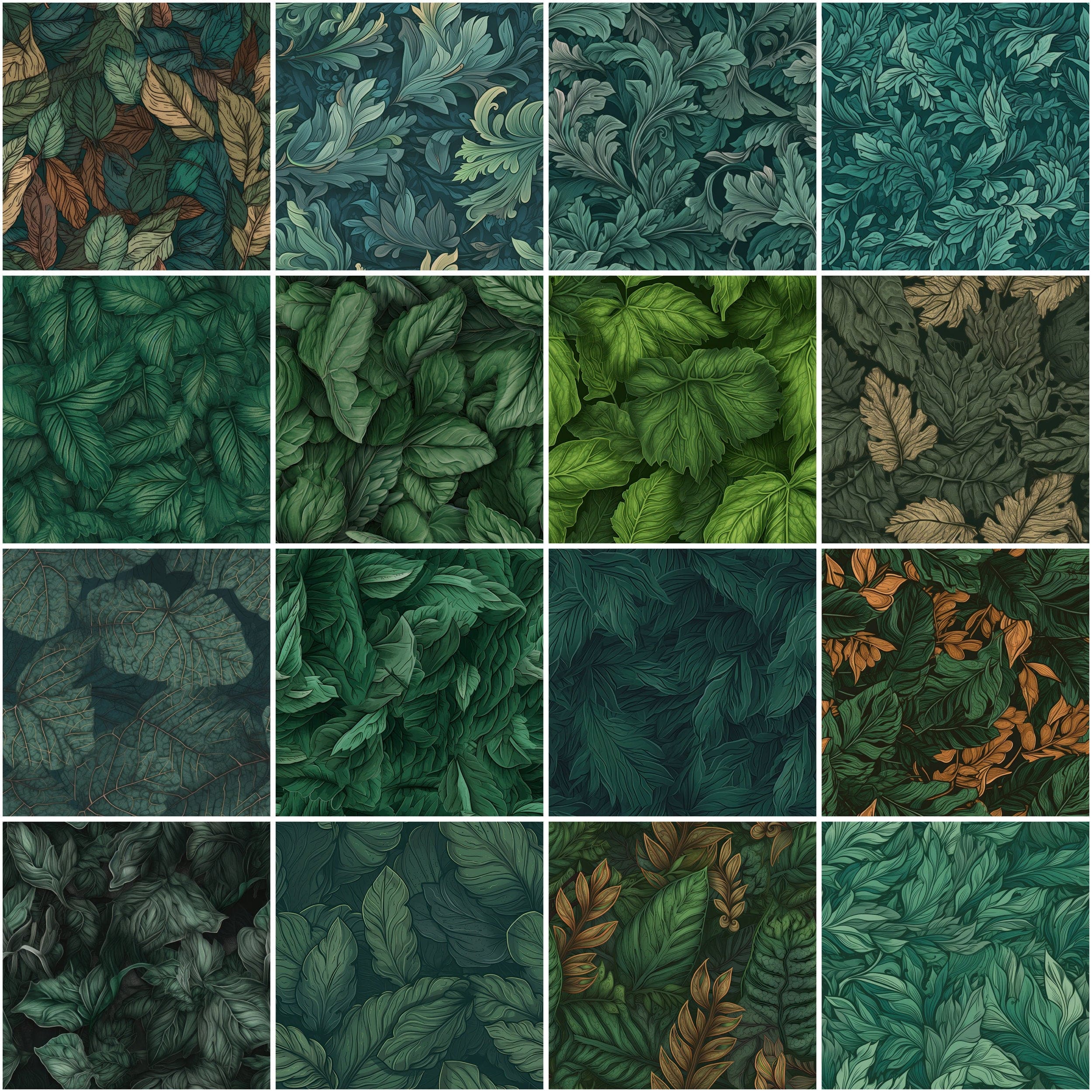 110 Foliage & Leaves Seamless Patterns Bundle - Digital Download for Design Projects, Scrapbooking, Wrapping, Invitations - Commercial use Digital Download Sumobundle