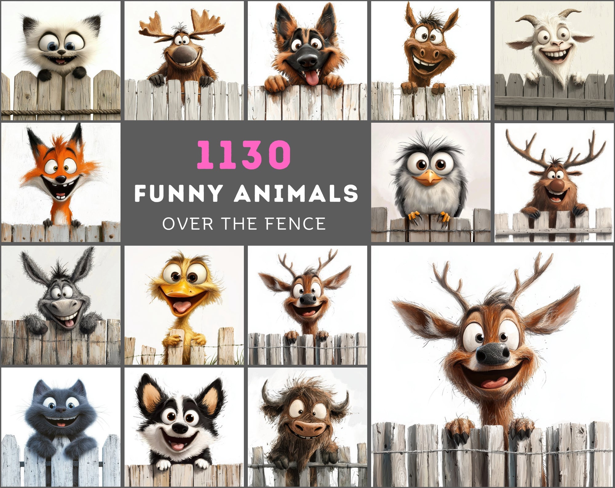 1130 Funny Animals Over the Fence