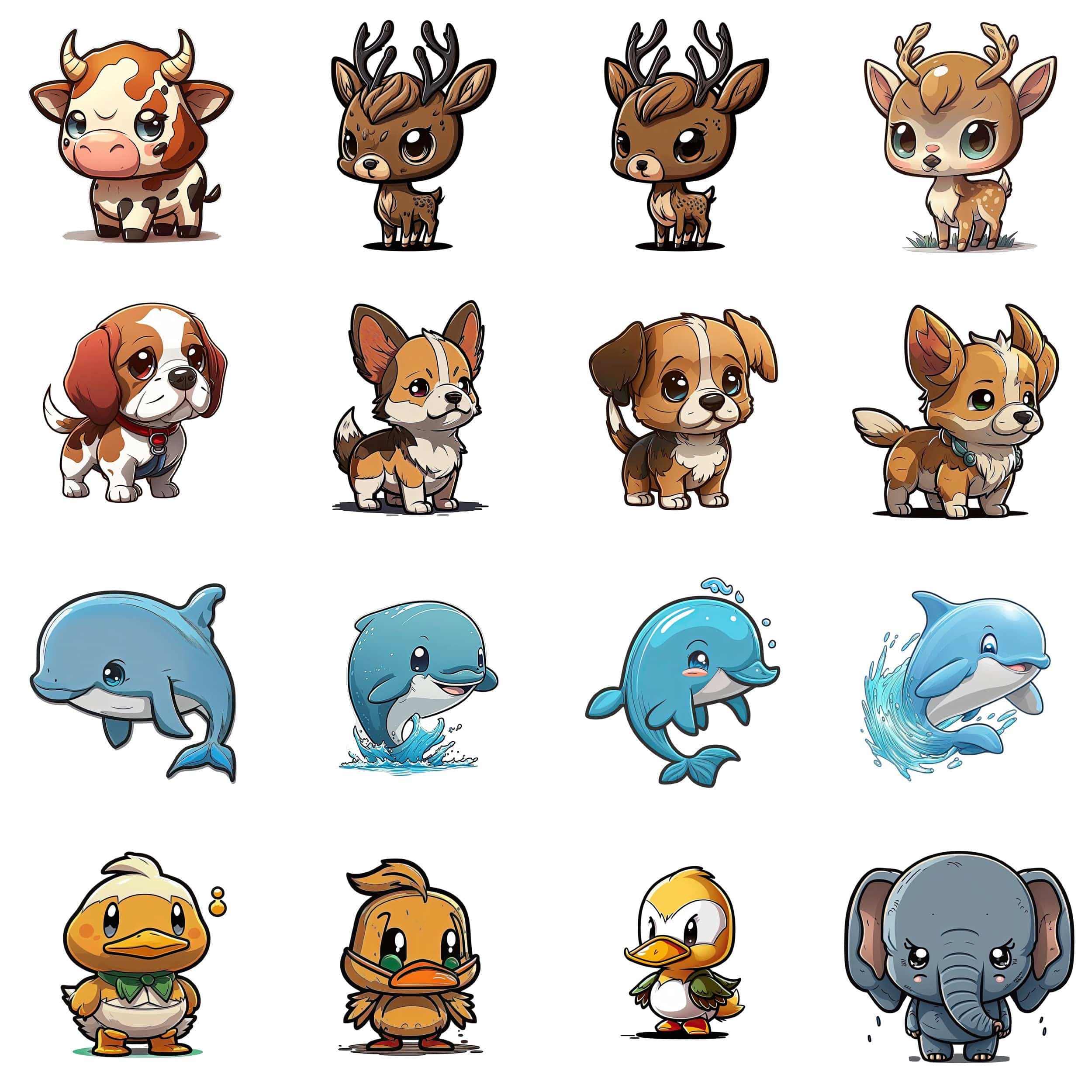 117 Adorable Chibi Animal Illustrations with Transparent Backgrounds - Perfect for Merchandise, Stickers, and Digital Art, Commercial Use Digital Download Sumobundle