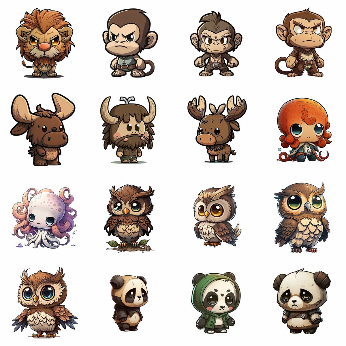 Chibi Animals Using Computer 117 Adorable Chibi Animal Illustrations with Transparent Backgrounds