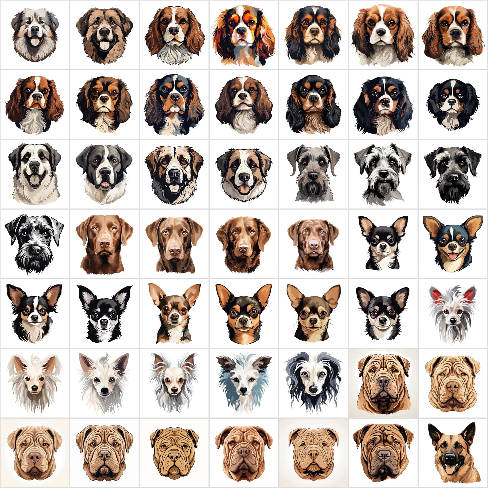 1180 Premium Dog Breed Images: High-Resolution, Transparent & White Background, Commercial License - Perfect for Designers & Pet Enthusiasts Digital Download Sumobundle