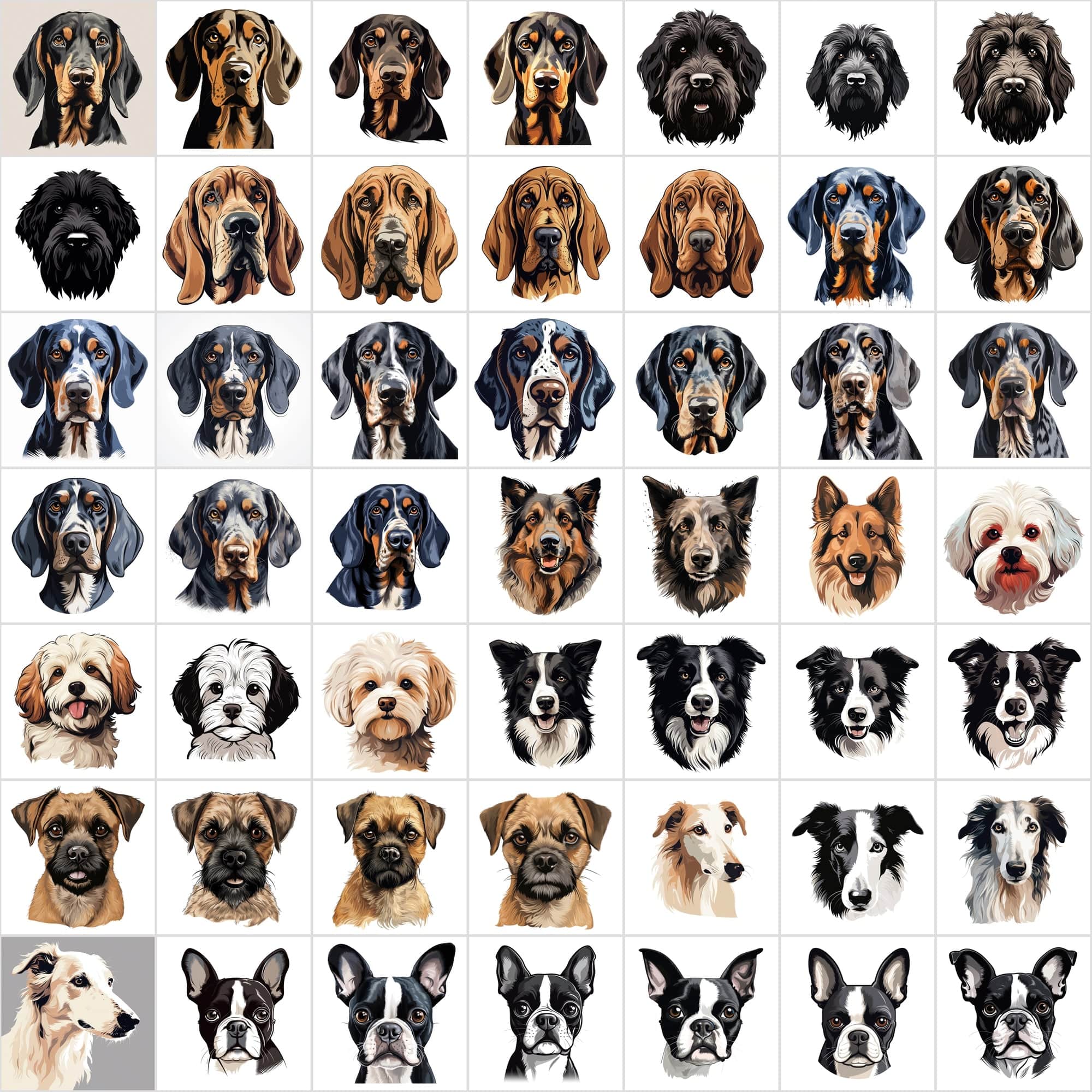 1180 Premium Dog Breed Images: High-Resolution, Transparent & White Background, Commercial License - Perfect for Designers & Pet Enthusiasts Digital Download Sumobundle