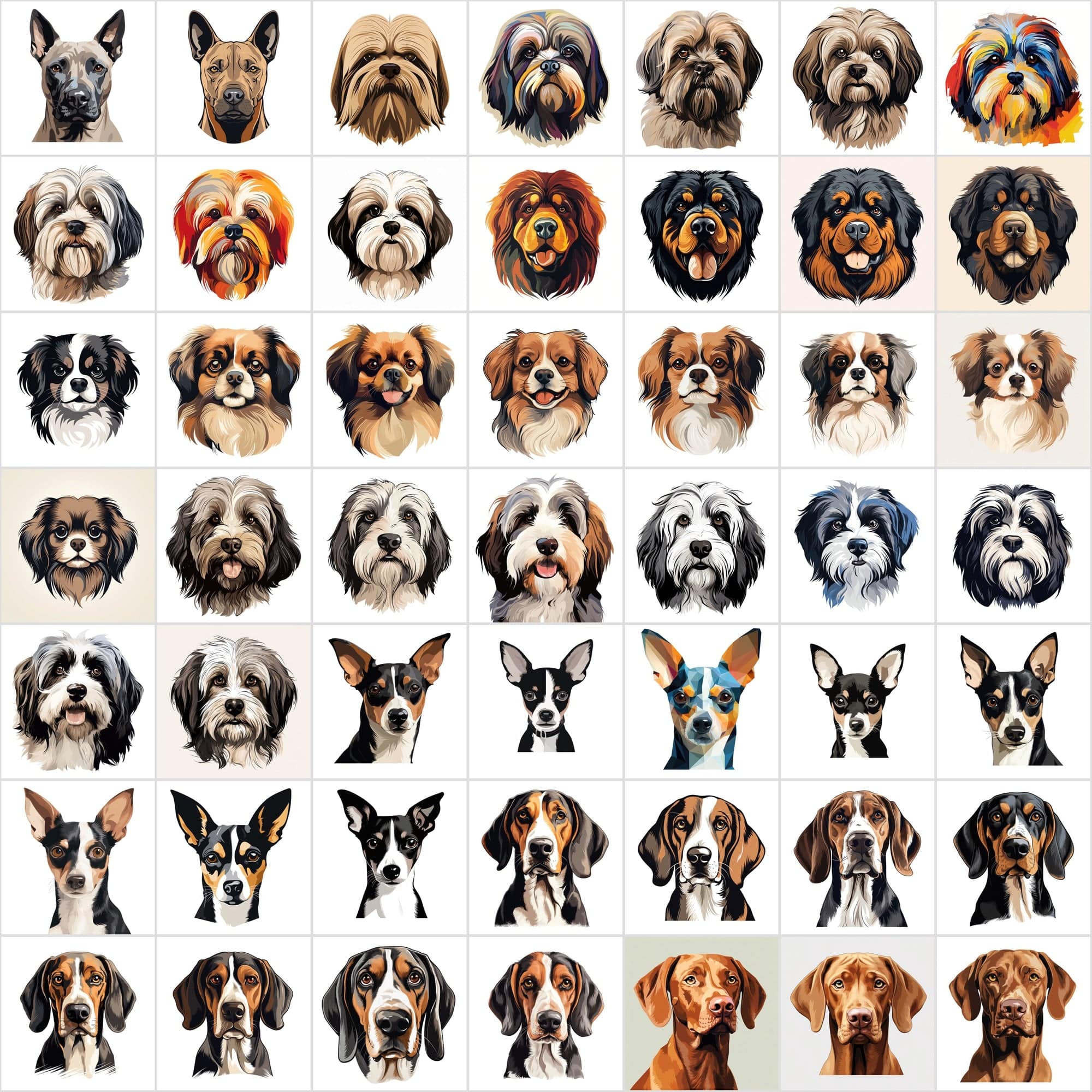 1180 Premium Dog Breed Images: High-Resolution, Transparent & White Background, Commercial License - Perfect for Designers & Pet Enthusiasts Digital Download Sumobundle