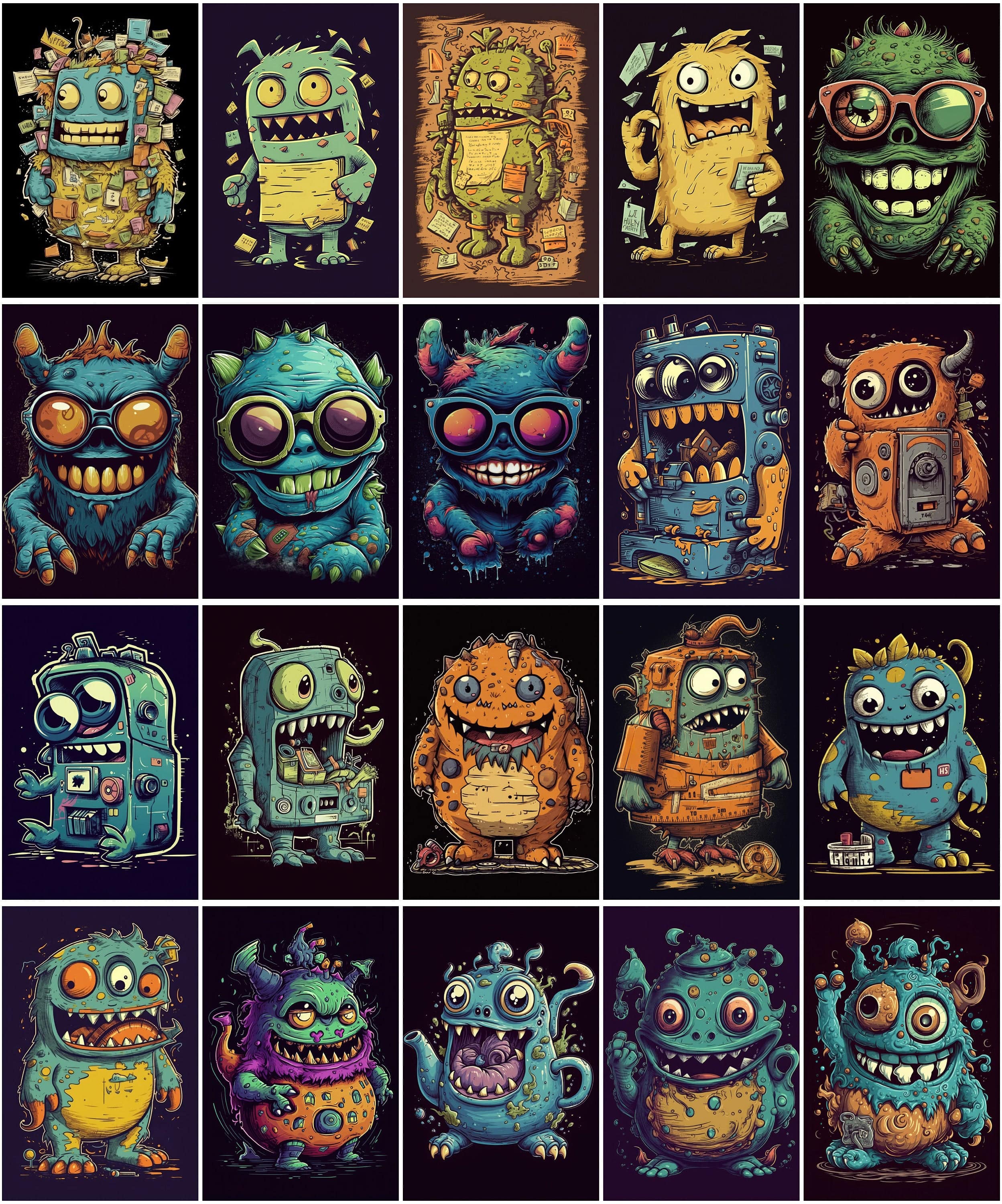 140+ Whimsical Funny Monster Designs Bundle – Ideal for T-Shirts, Wall Art, Kids Decor & More Digital Download Sumobundle