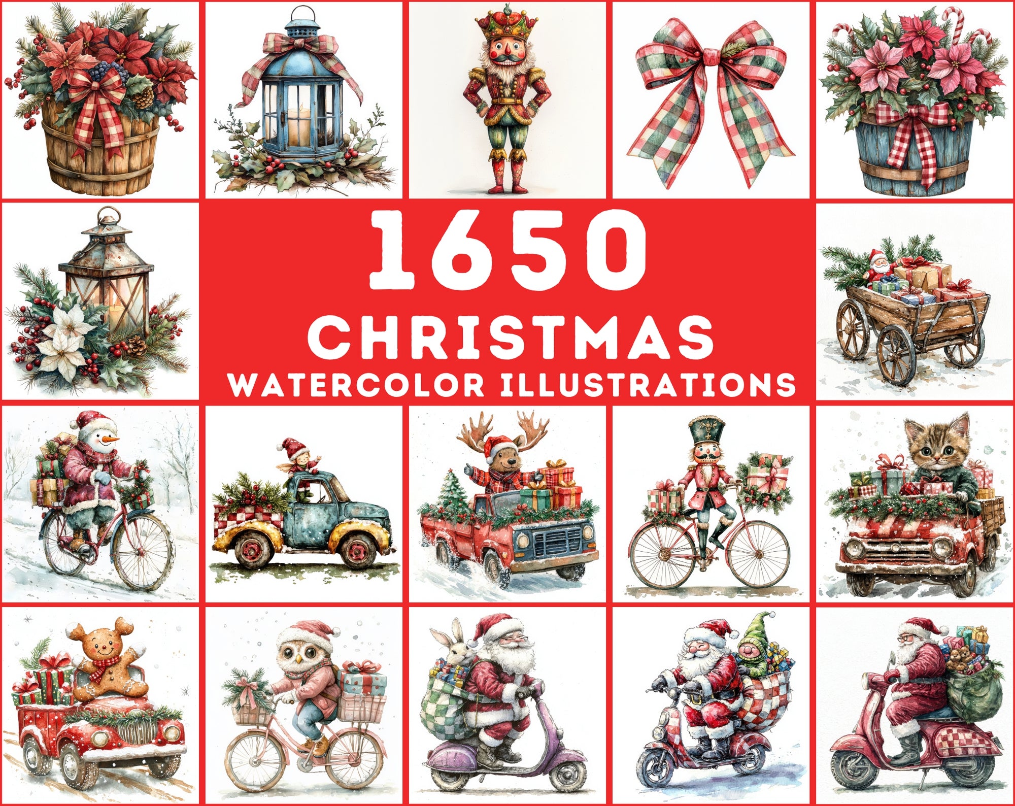 1650 High-Resolution Christmas Illustrations - Charming & Detailed Festive Graphics