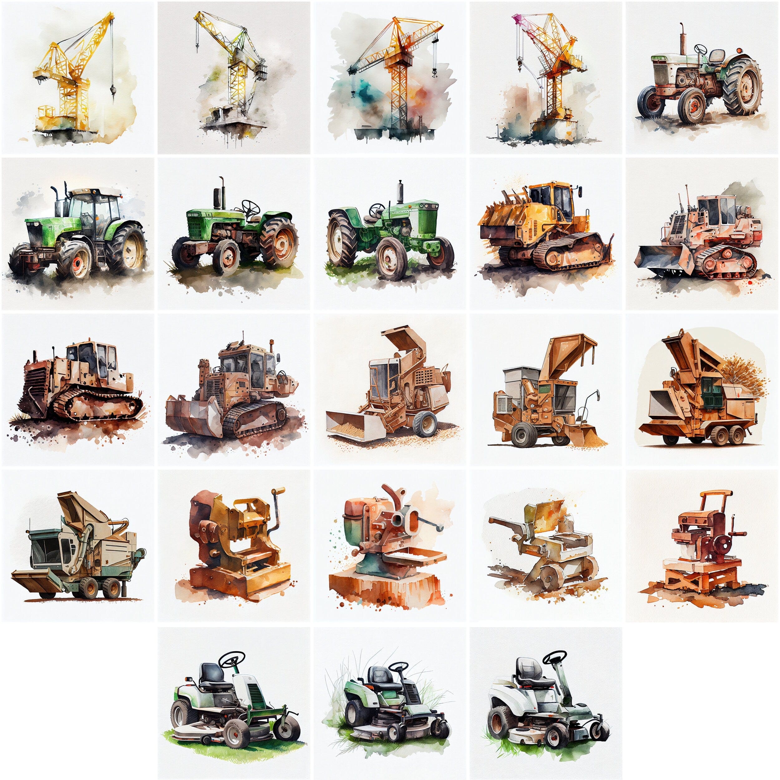170 High-Quality Watercolor Images of Construction Tools, Equipment, and Materials for DIY Enthusiasts, and Construction Industry Experts Digital Download Sumobundle