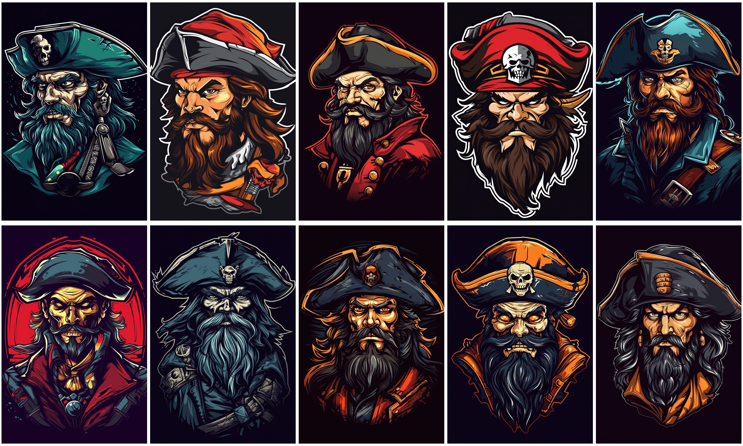 190 Commercial-Use Graphics Featuring Pirates, Skulls in High Resolution Digital Download Sumobundle