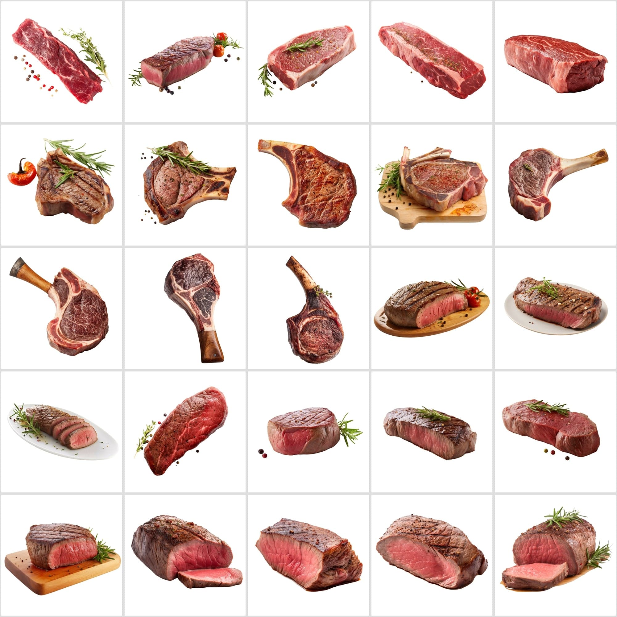 190 Steak and Meat Cut Images with Transparent Background Digital Download Sumobundle