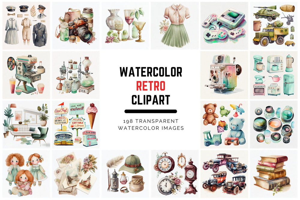 198 Retro Clipart Images with a Vintage Twist - Transparent PNG, Water