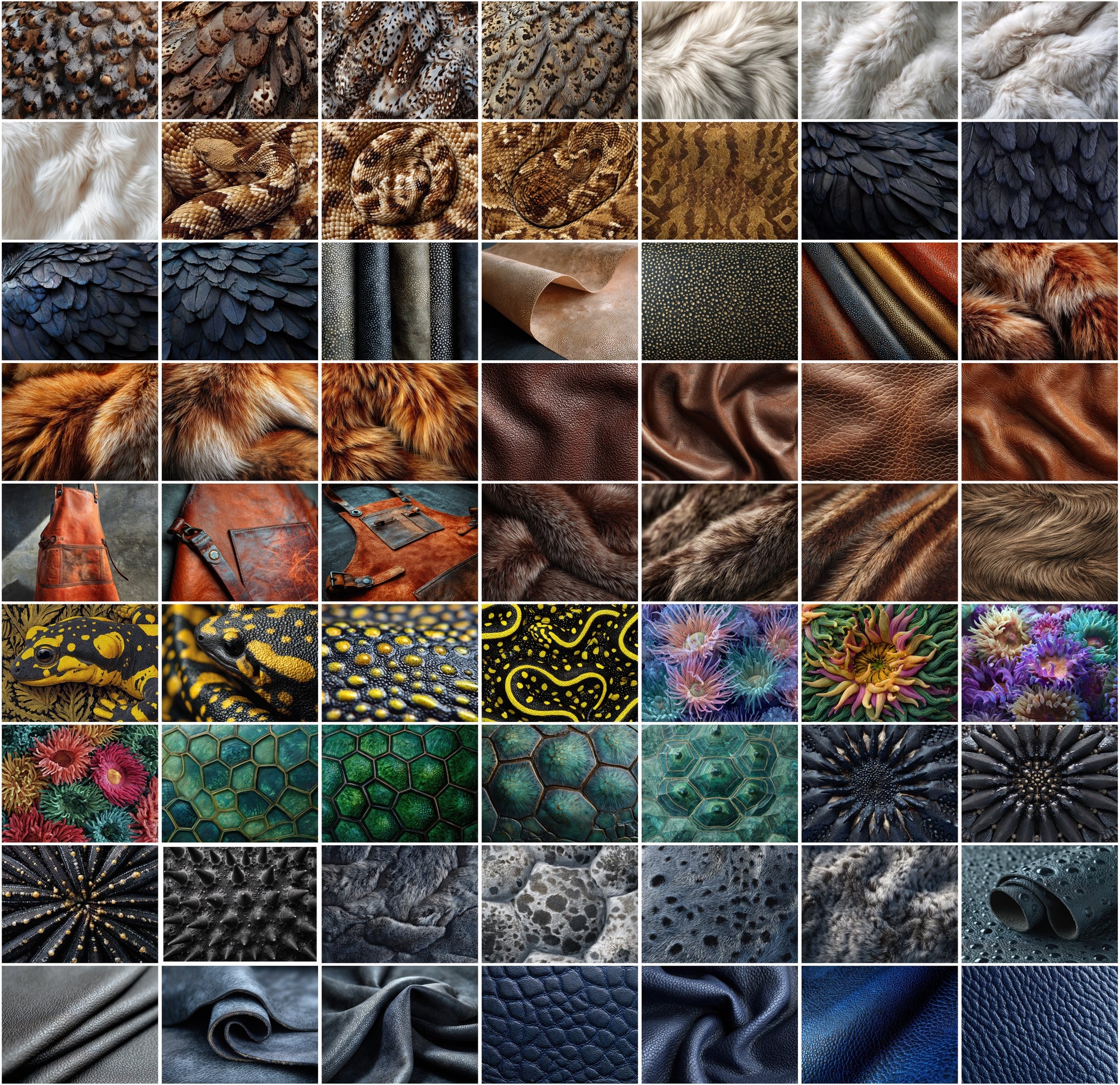 1120 Ultra High-Resolution Textures Mega Bundle – 2-in-1 Collection: Natural, Fabric, Leather, Animal, and Material Patterns