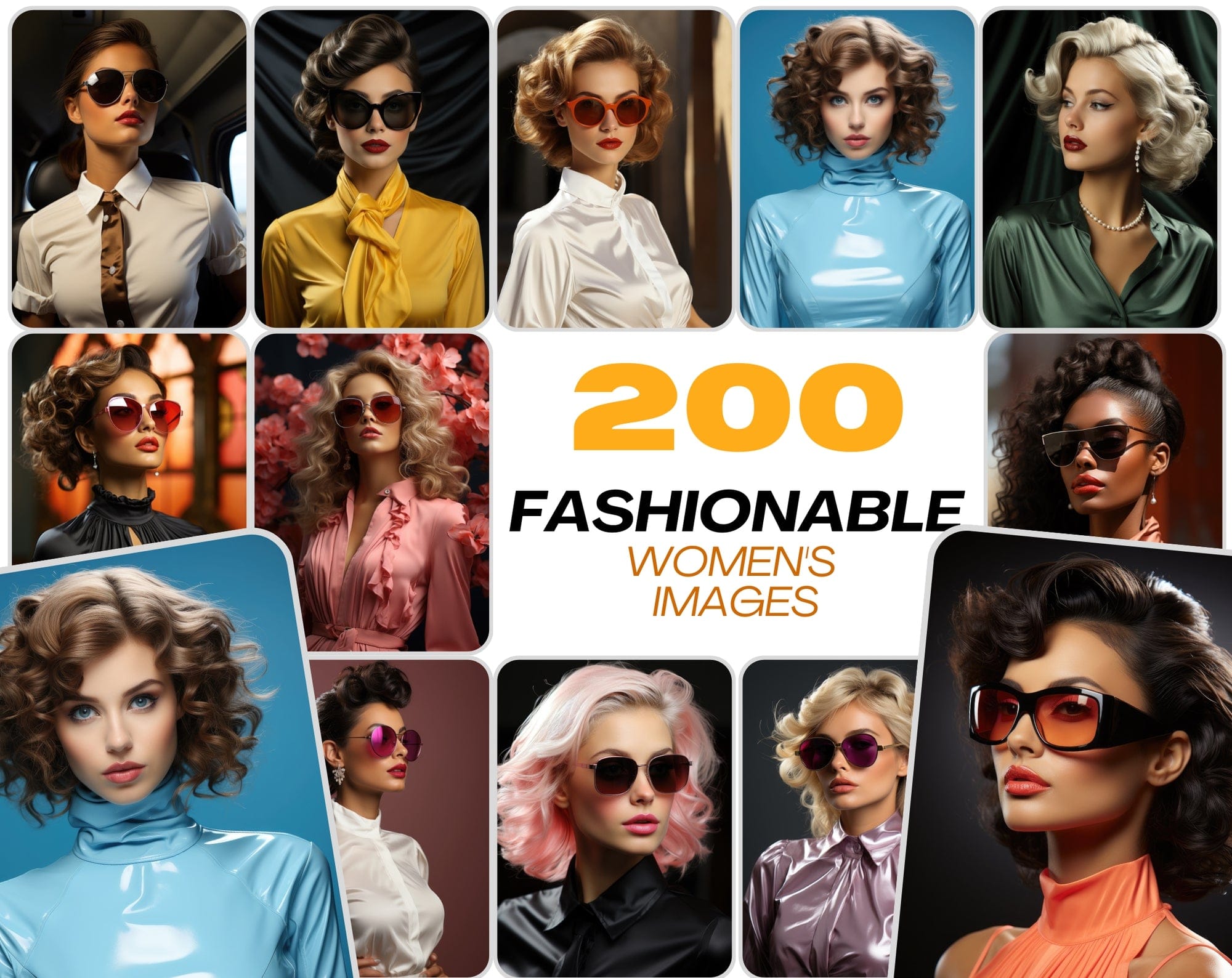 200 High-Resolution PNG Images of Fashionable Women in Trendy Outfits and Sunglasses - Commercial License Included Digital Download Sumobundle