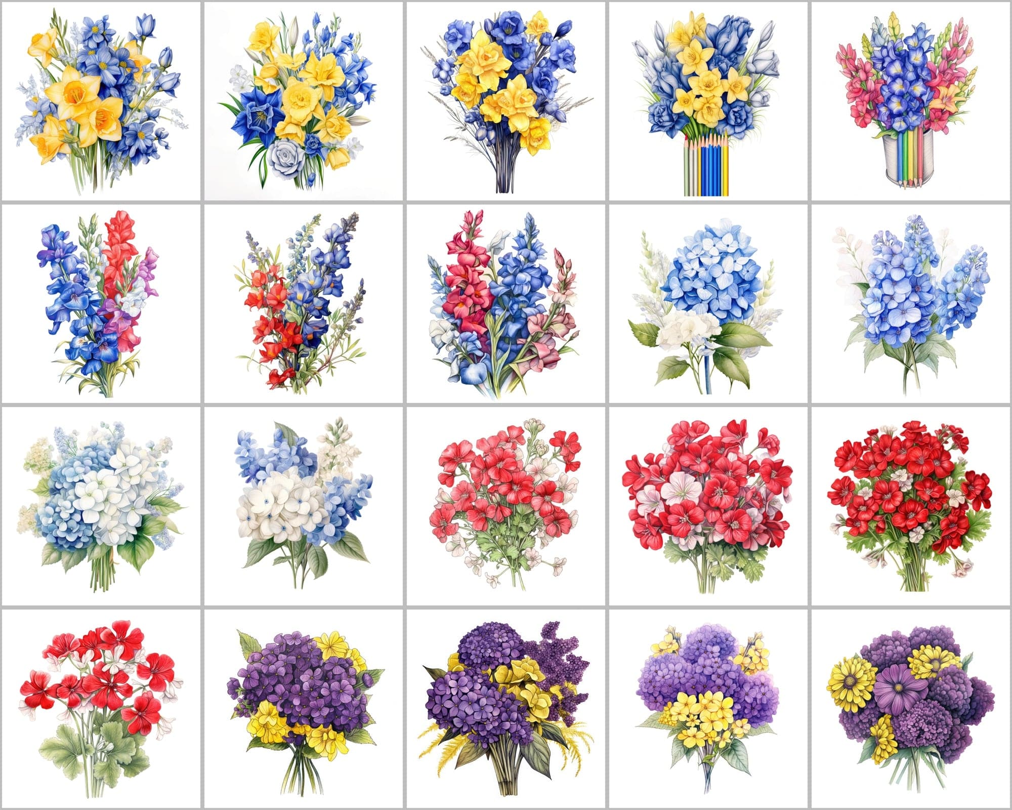 200 Watercolor Flower Bouquet PNGs for Your Artistic Creations Digital Download Sumobundle