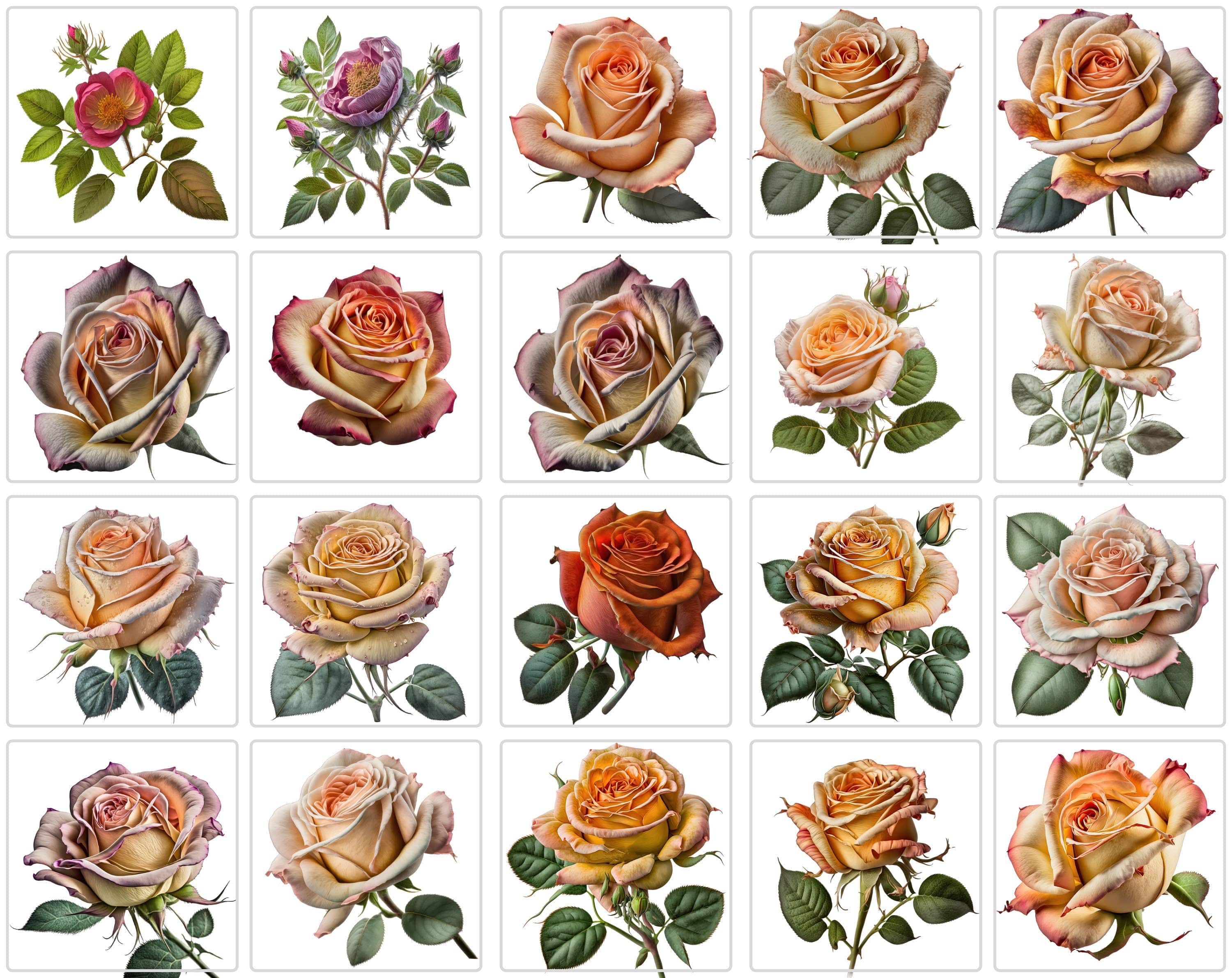 240 Flowers Transparent PNG, Floral Clipart Bundle Includes Roses, Printable Digital Roses, Commercial Use Digital Download Sumobundle