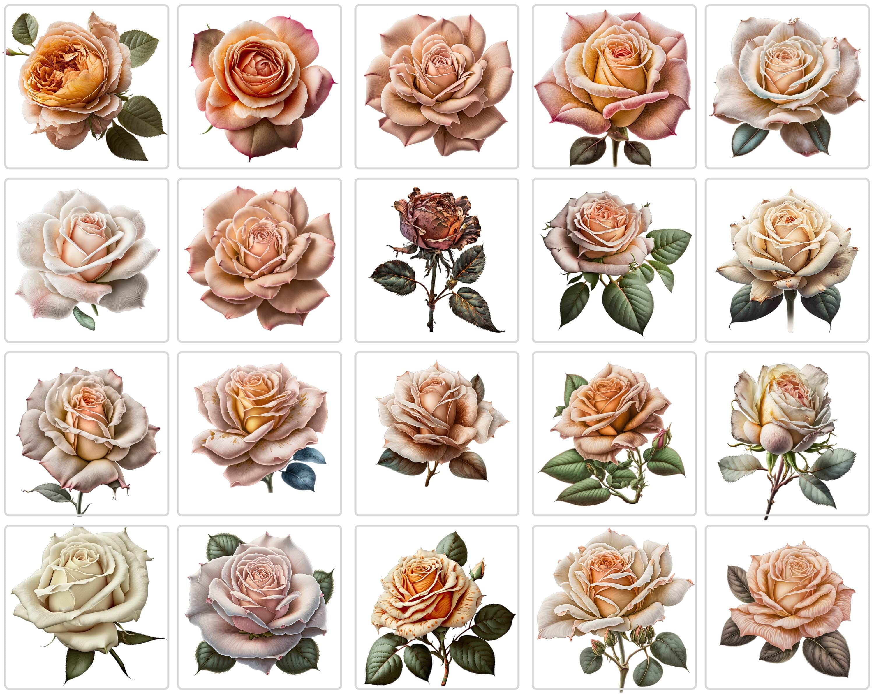 240 Flowers Transparent PNG, Floral Clipart Bundle Includes Roses, Printable Digital Roses, Commercial Use Digital Download Sumobundle