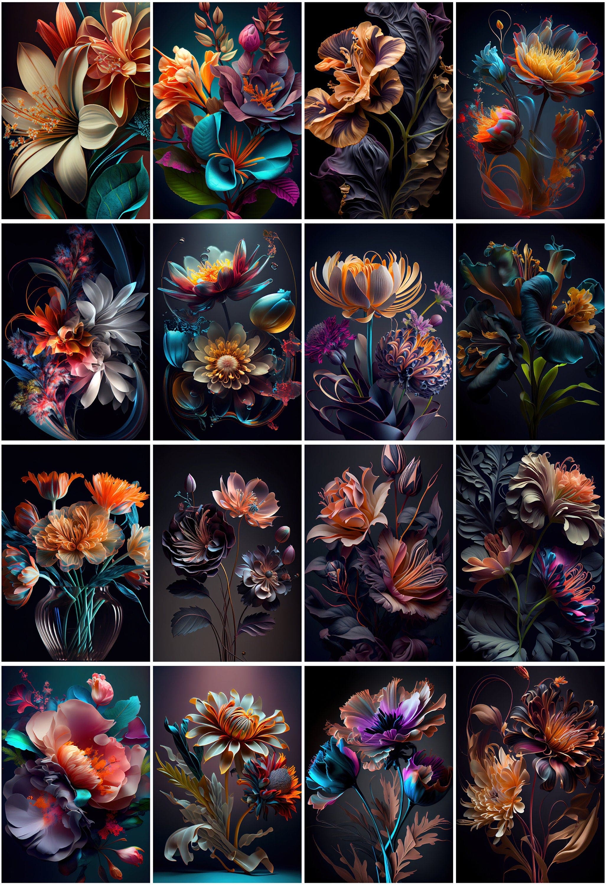 250 Image Bundle Featuring Gorgeous Floral Arrangements - Elevate Your Wall Art and Add a Technical Touch to Your Creative Projects Digital Download Sumobundle