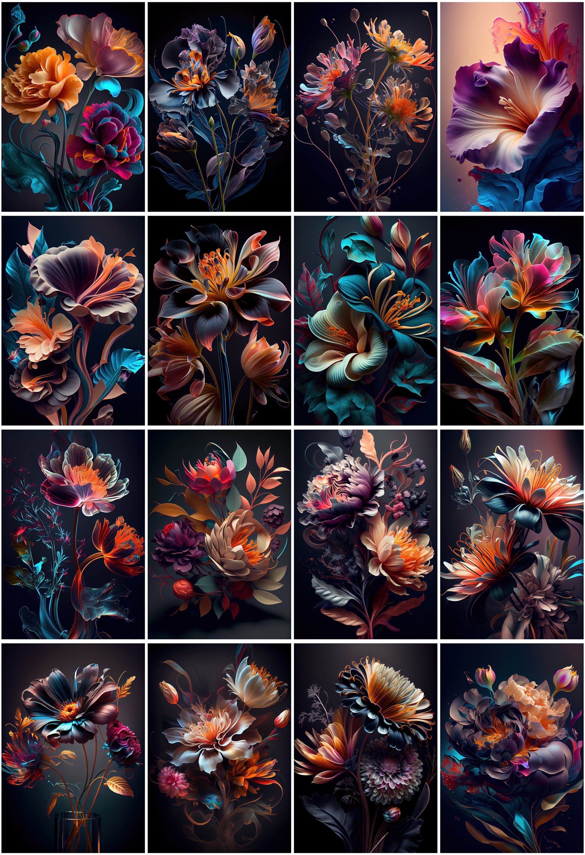 250 Image Bundle Featuring Gorgeous Floral Arrangements - Elevate Your Wall Art and Add a Technical Touch to Your Creative Projects Digital Download Sumobundle