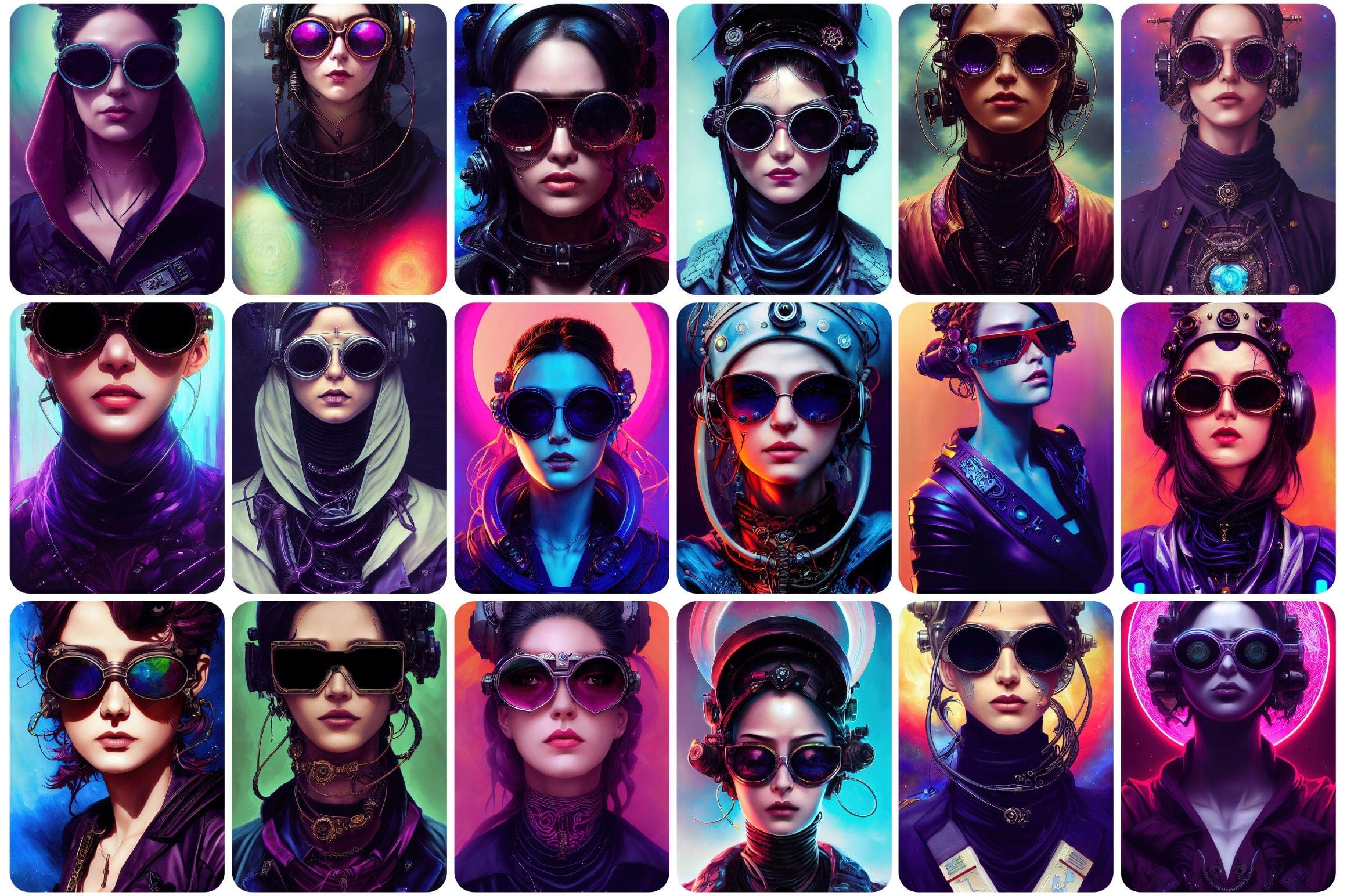 250 Printable Futuristic Cyber Woman Images - Perfect for Graphic Design, Sci-Fi Art, and Digital Projects - Cyberpunk-Inspired Women Digital Download Sumobundle