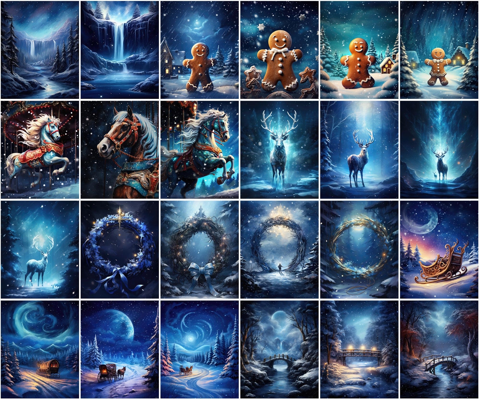 255 Vibrant Winter-Themed Postcard Images Collection Digital Download Sumobundle