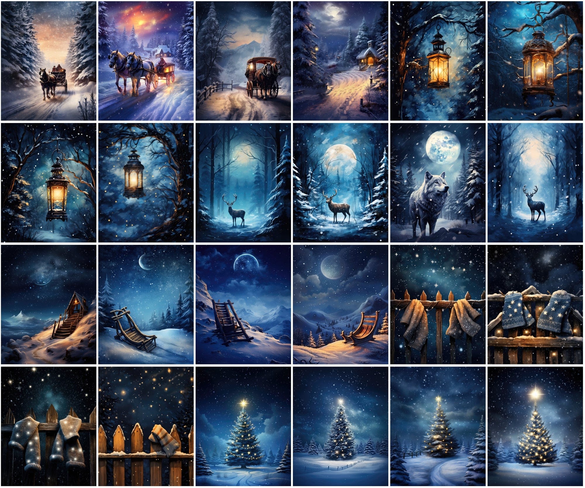255 Vibrant Winter-Themed Postcard Images Collection Digital Download Sumobundle